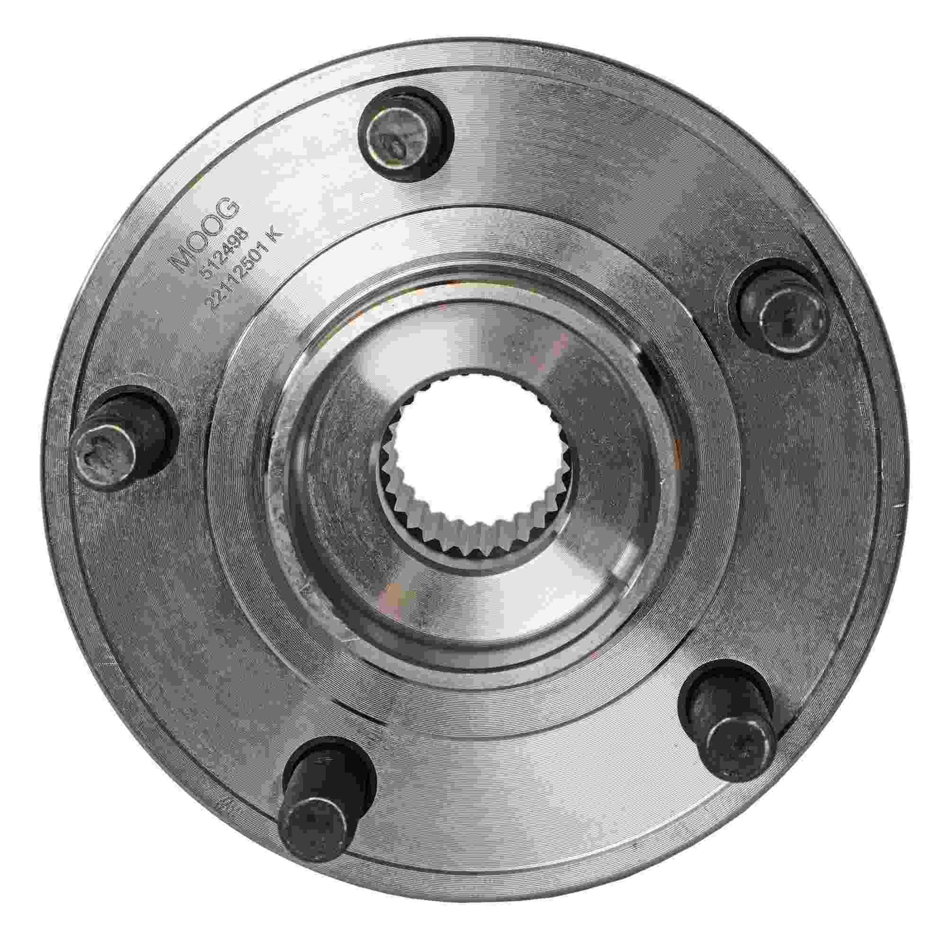 Front View of Front Wheel Bearing and Hub Assembly MOOG 512498