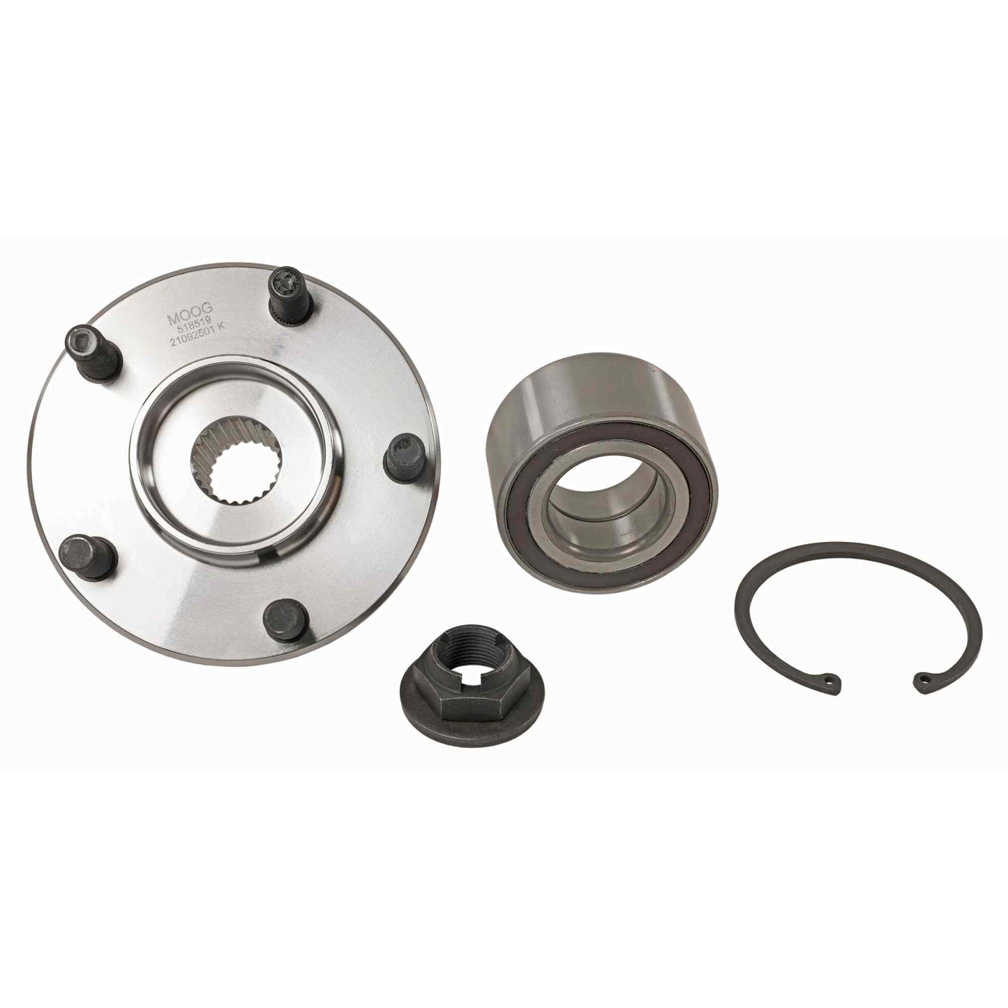 Front View of Front Wheel Hub Repair Kit MOOG 518519