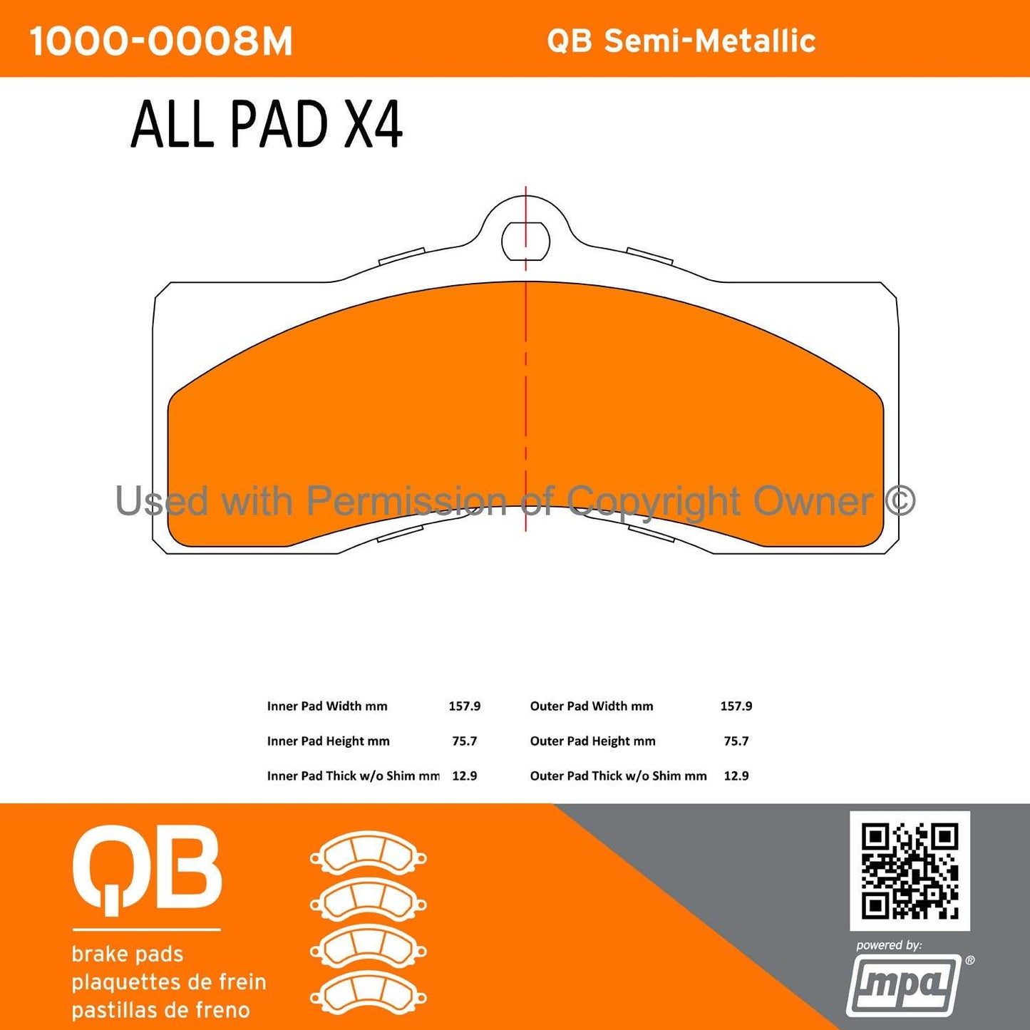 Other View of Rear Disc Brake Pad Set MPA 1000-0008M