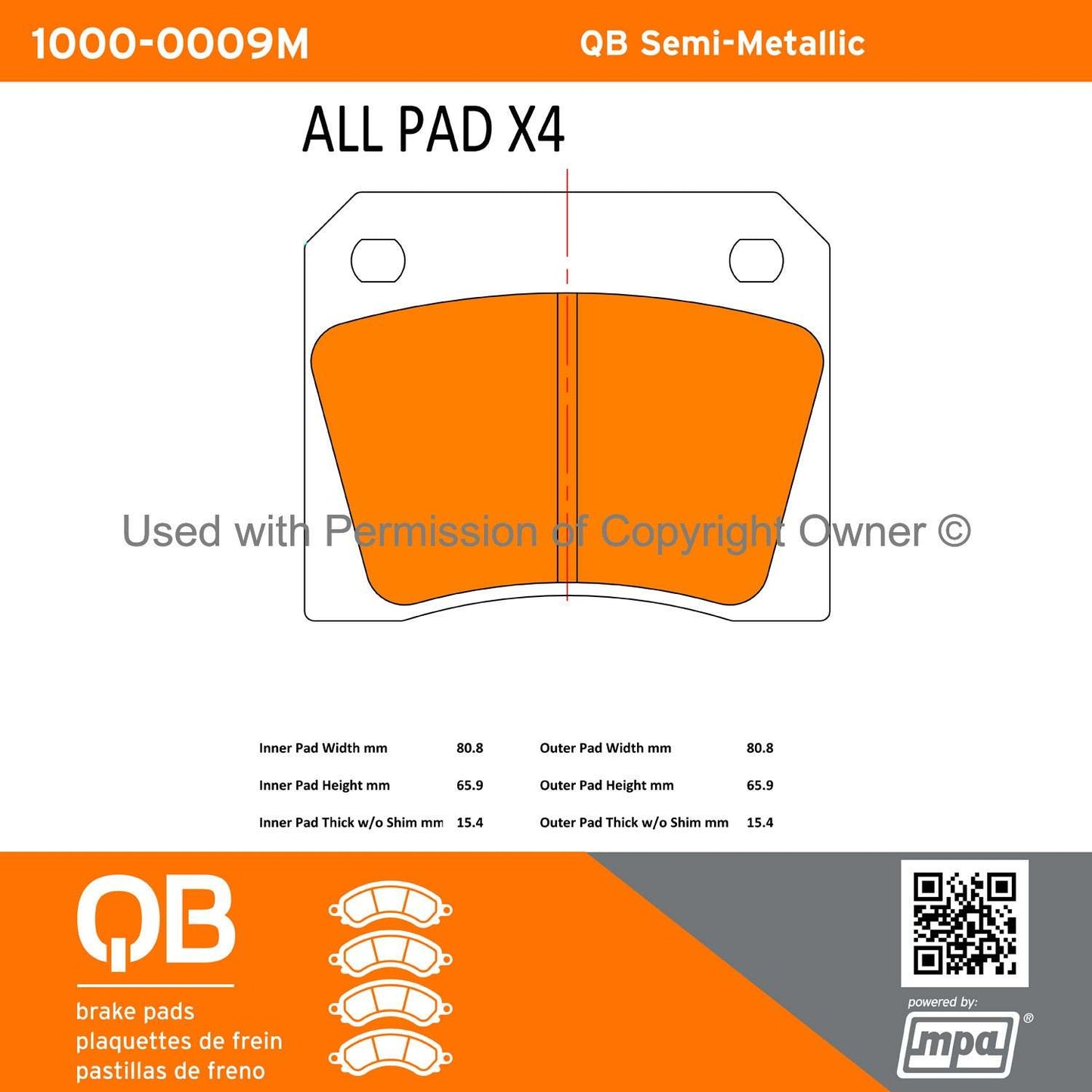 Other View of Rear Disc Brake Pad Set MPA 1000-0009M