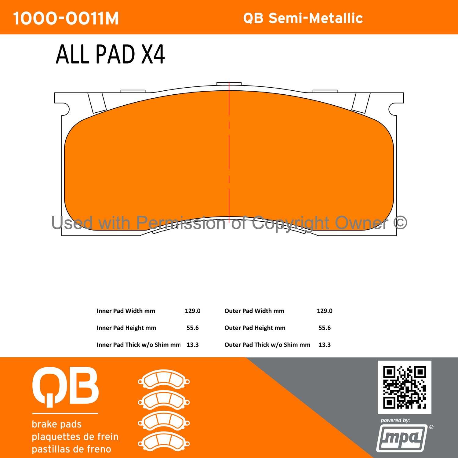 Other View of Front Disc Brake Pad Set MPA 1000-0011M