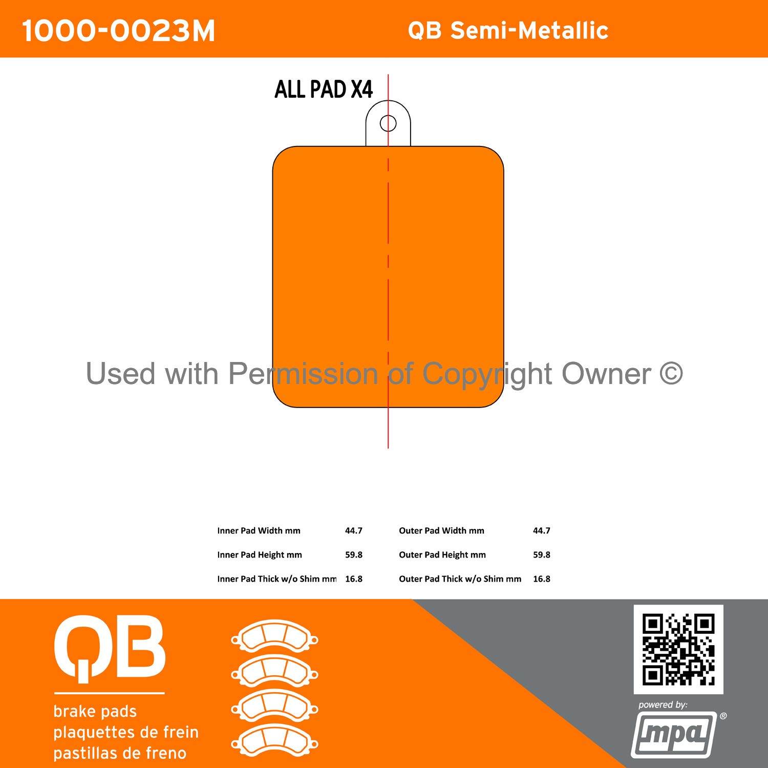 Other View of Front Disc Brake Pad Set MPA 1000-0023M