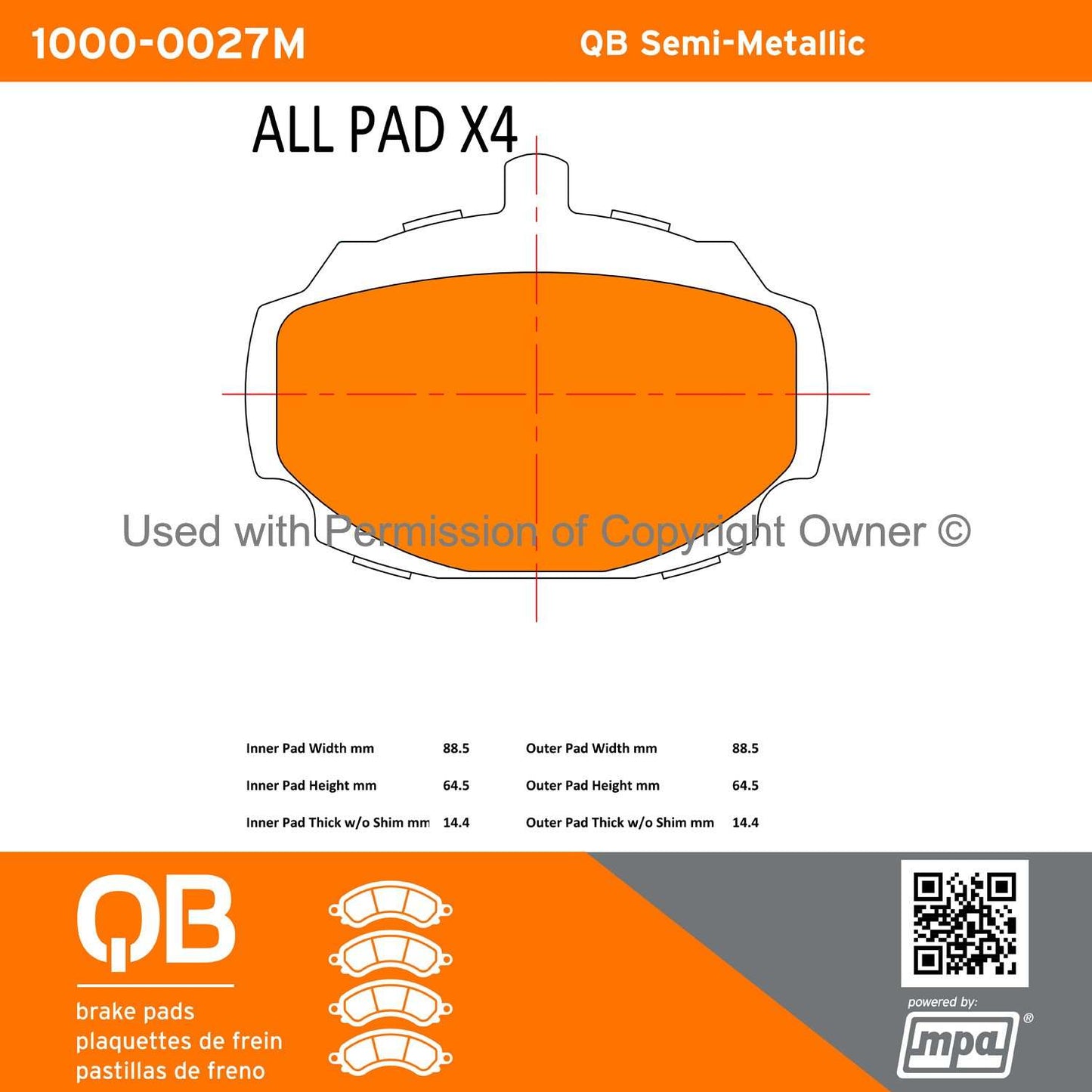 Other View of Front Disc Brake Pad Set MPA 1000-0027M