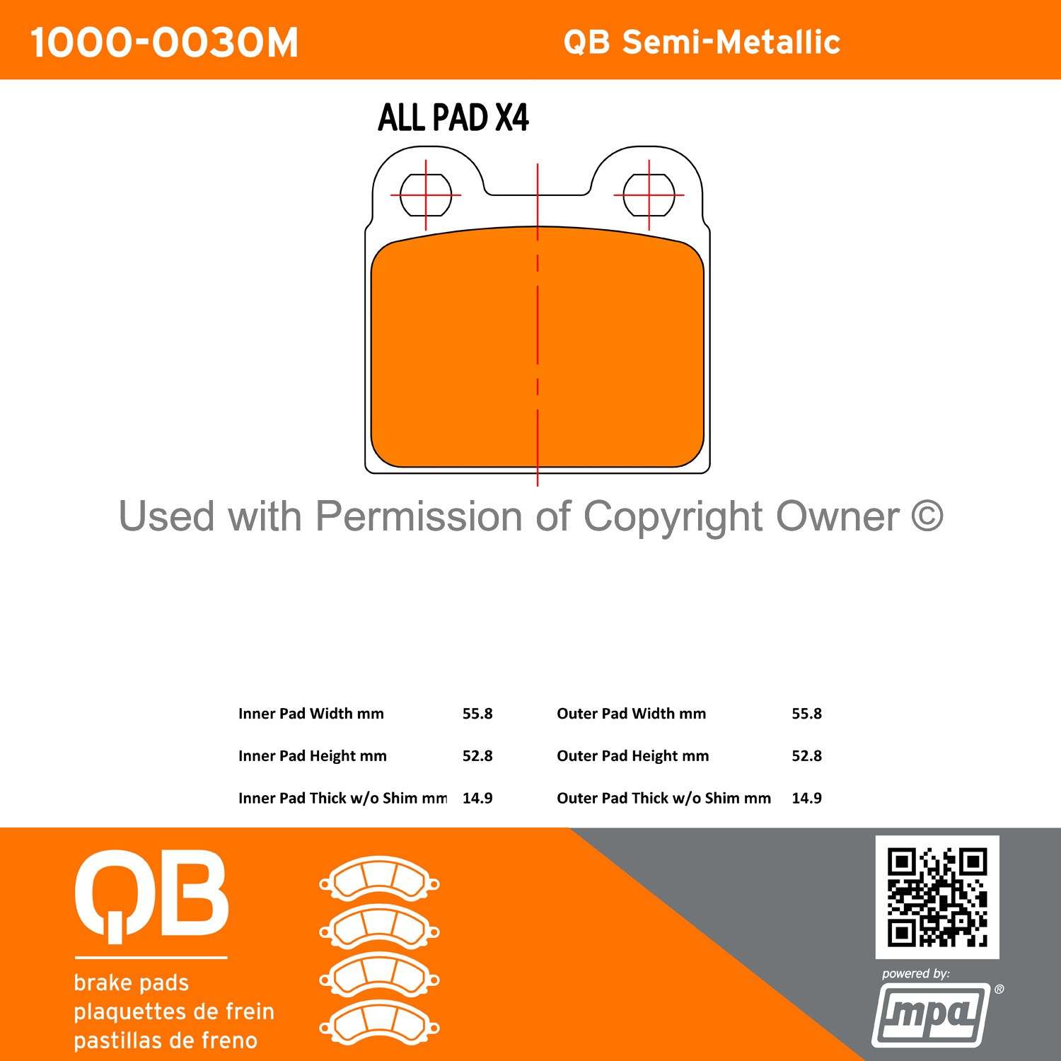 Other View of Rear Disc Brake Pad Set MPA 1000-0030M