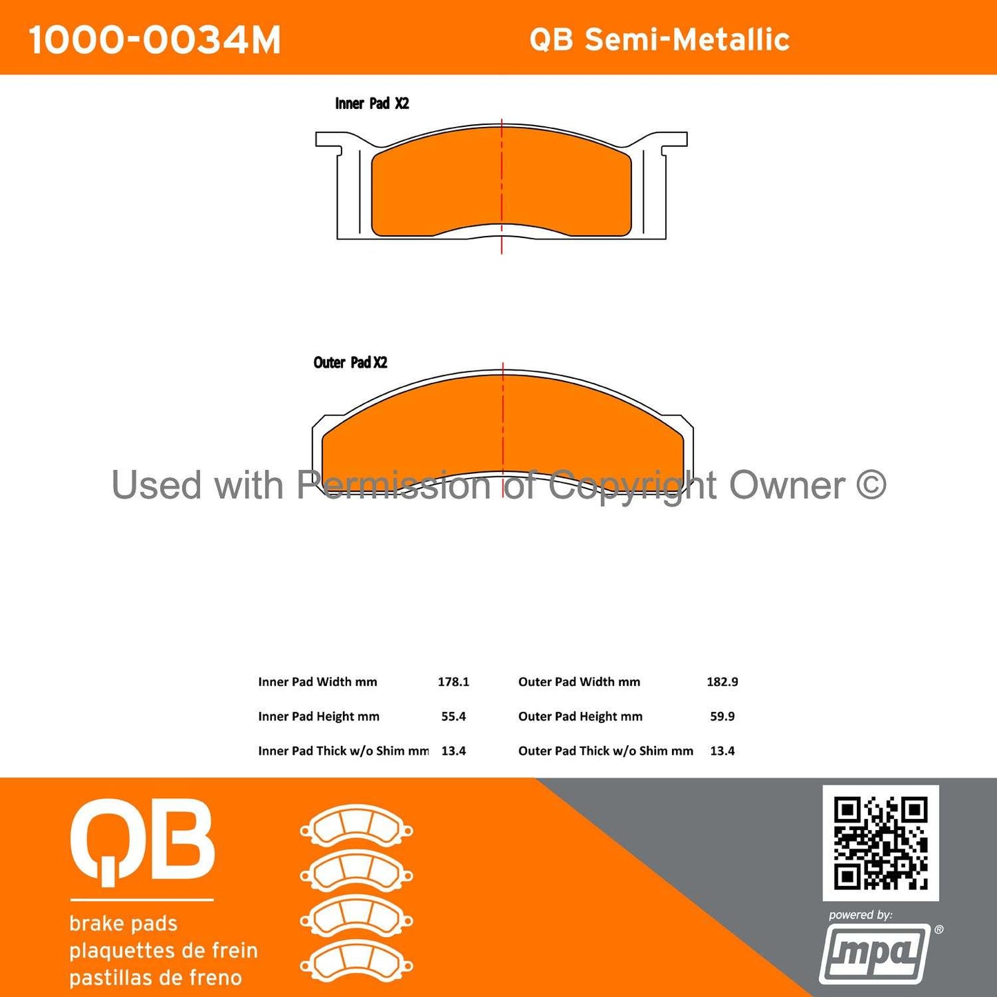 Other View of Front Disc Brake Pad Set MPA 1000-0034M