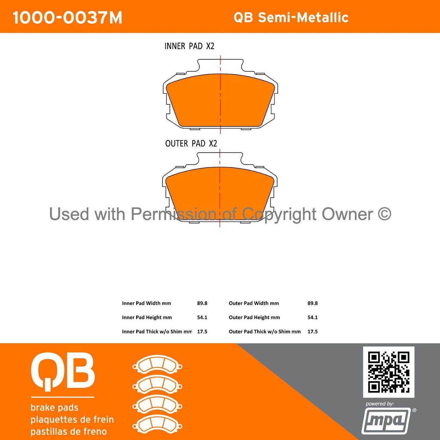 Other View of Front Disc Brake Pad Set MPA 1000-0037M