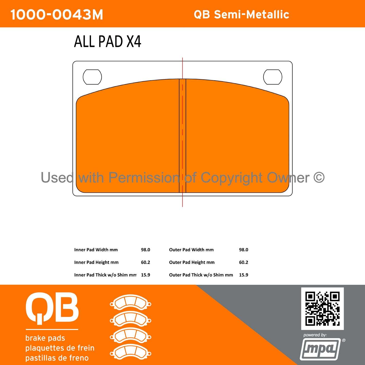 Other View of Front Disc Brake Pad Set MPA 1000-0043M