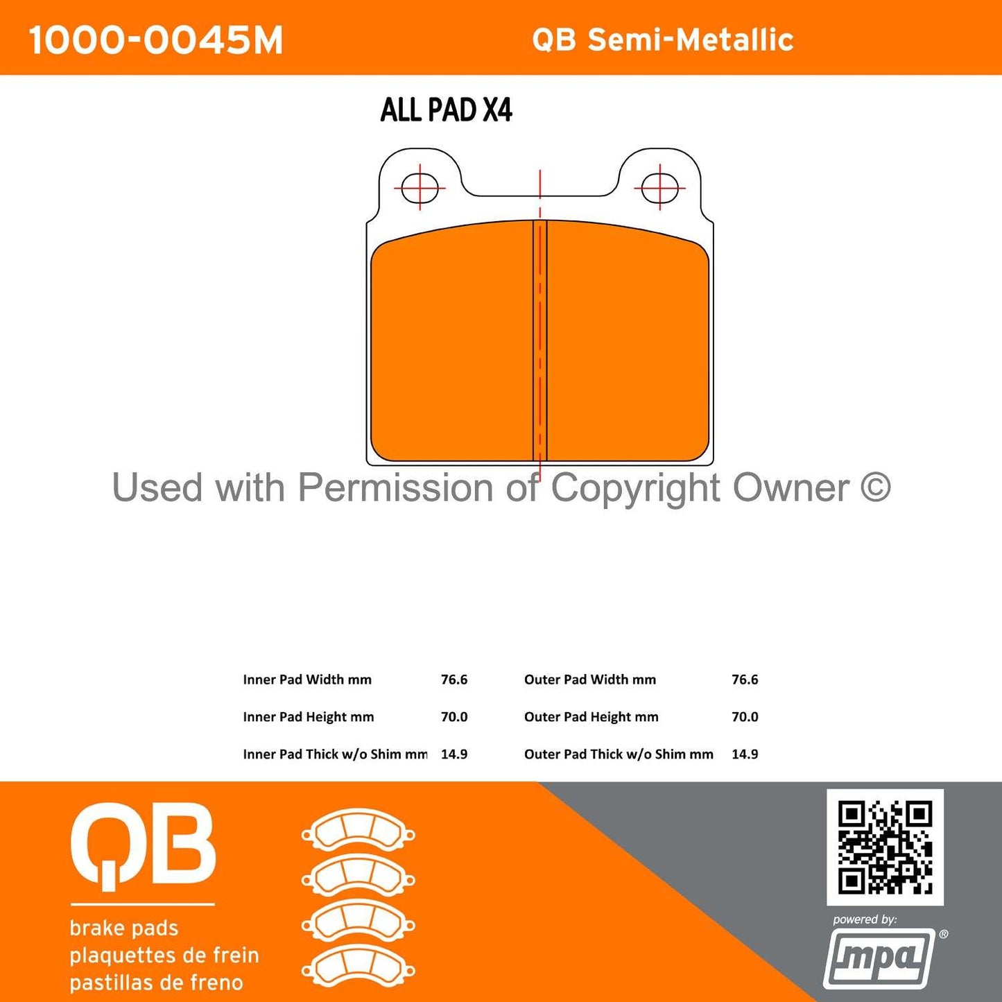 Other View of Front Disc Brake Pad Set MPA 1000-0045M