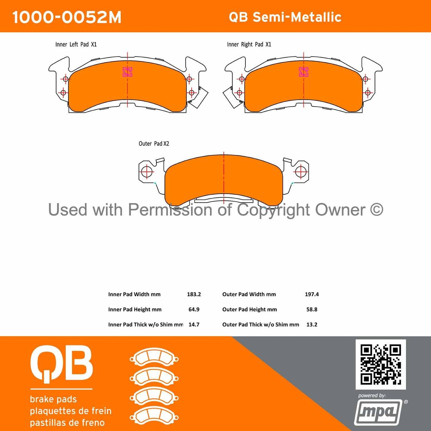 Other View of Front Disc Brake Pad Set MPA 1000-0052M