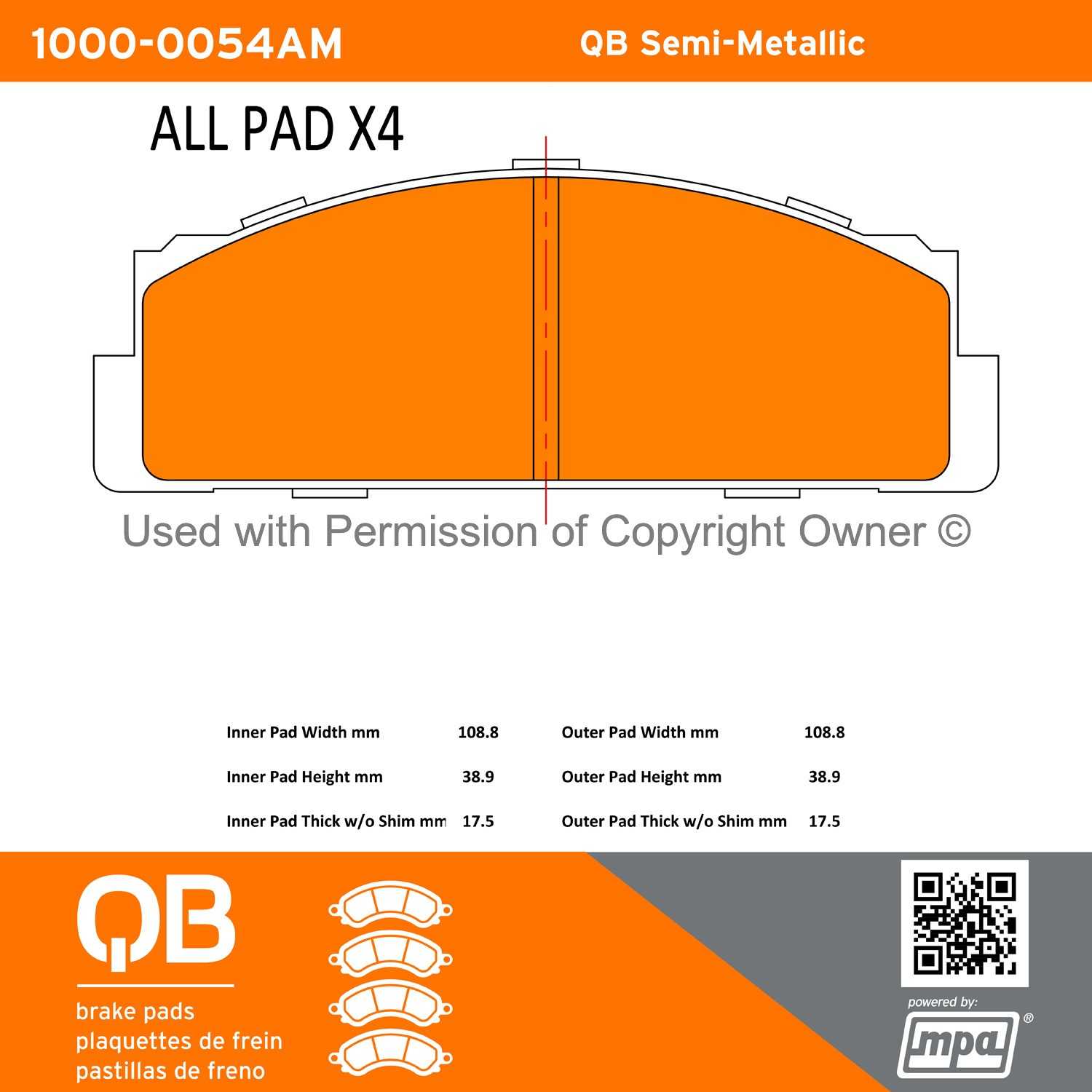 Other View of Front Disc Brake Pad Set MPA 1000-0054AM