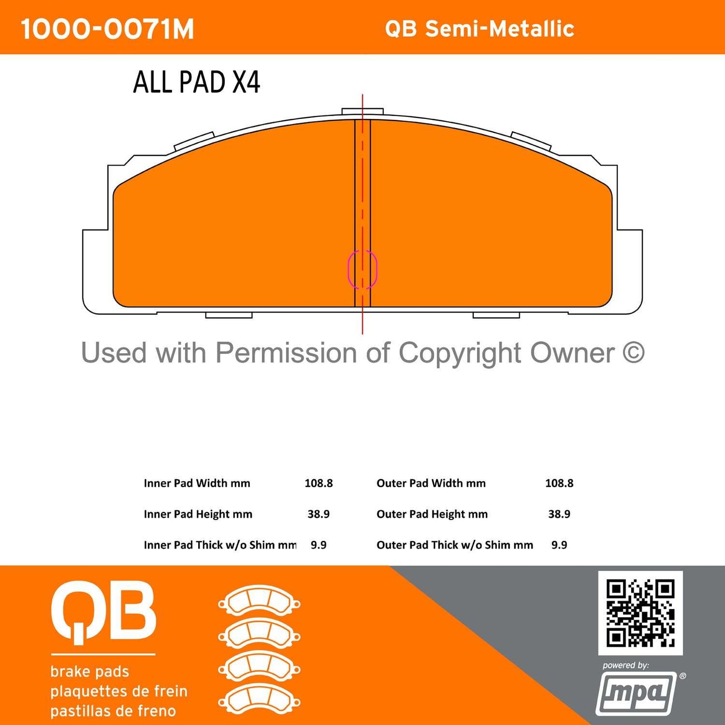 Other View of Rear Disc Brake Pad Set MPA 1000-0071M