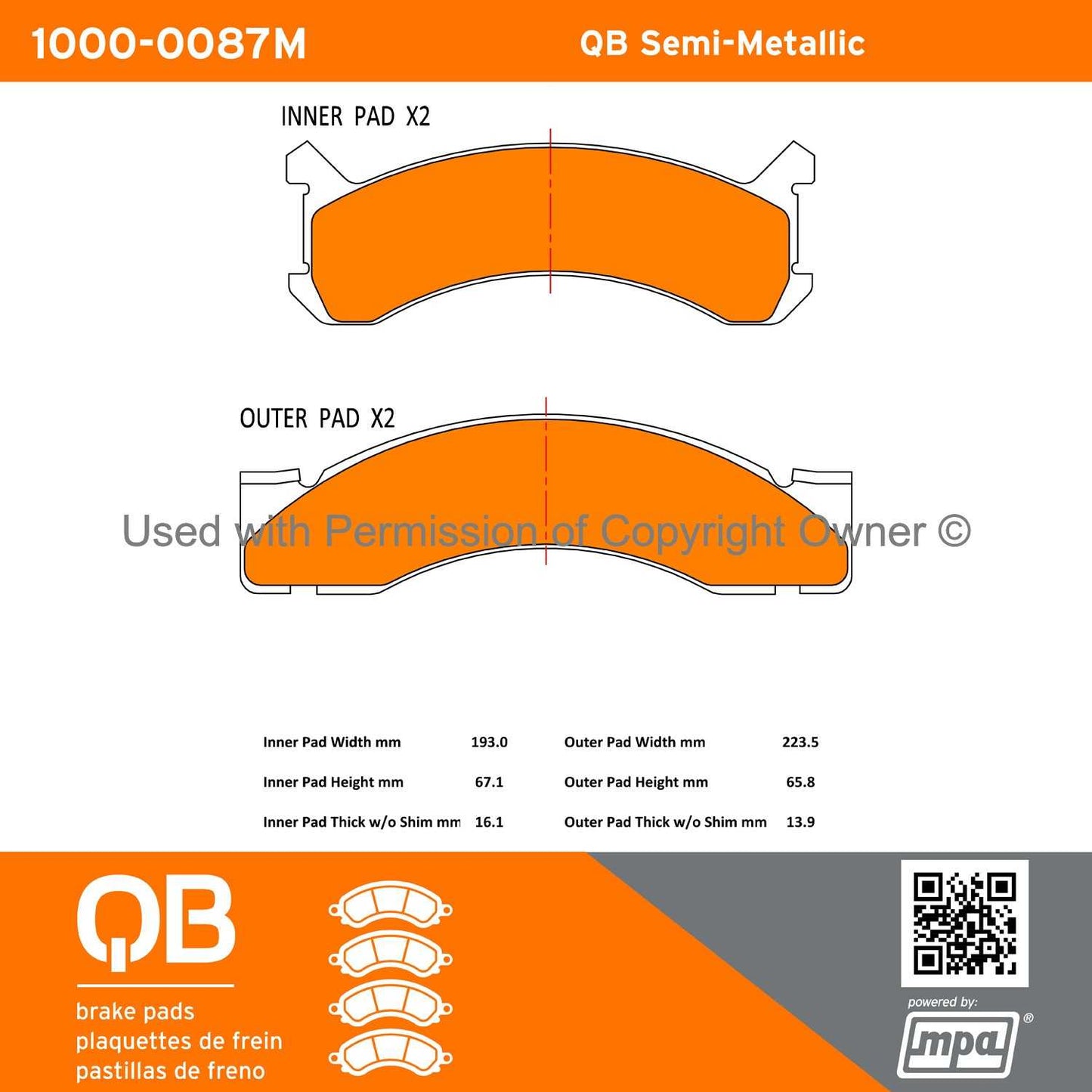 Other View of Front Disc Brake Pad Set MPA 1000-0087M