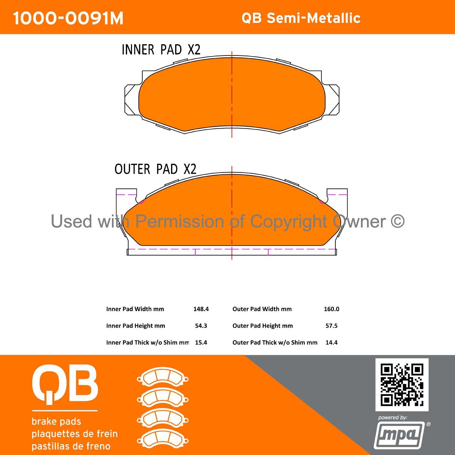 Other View of Front Disc Brake Pad Set MPA 1000-0091M