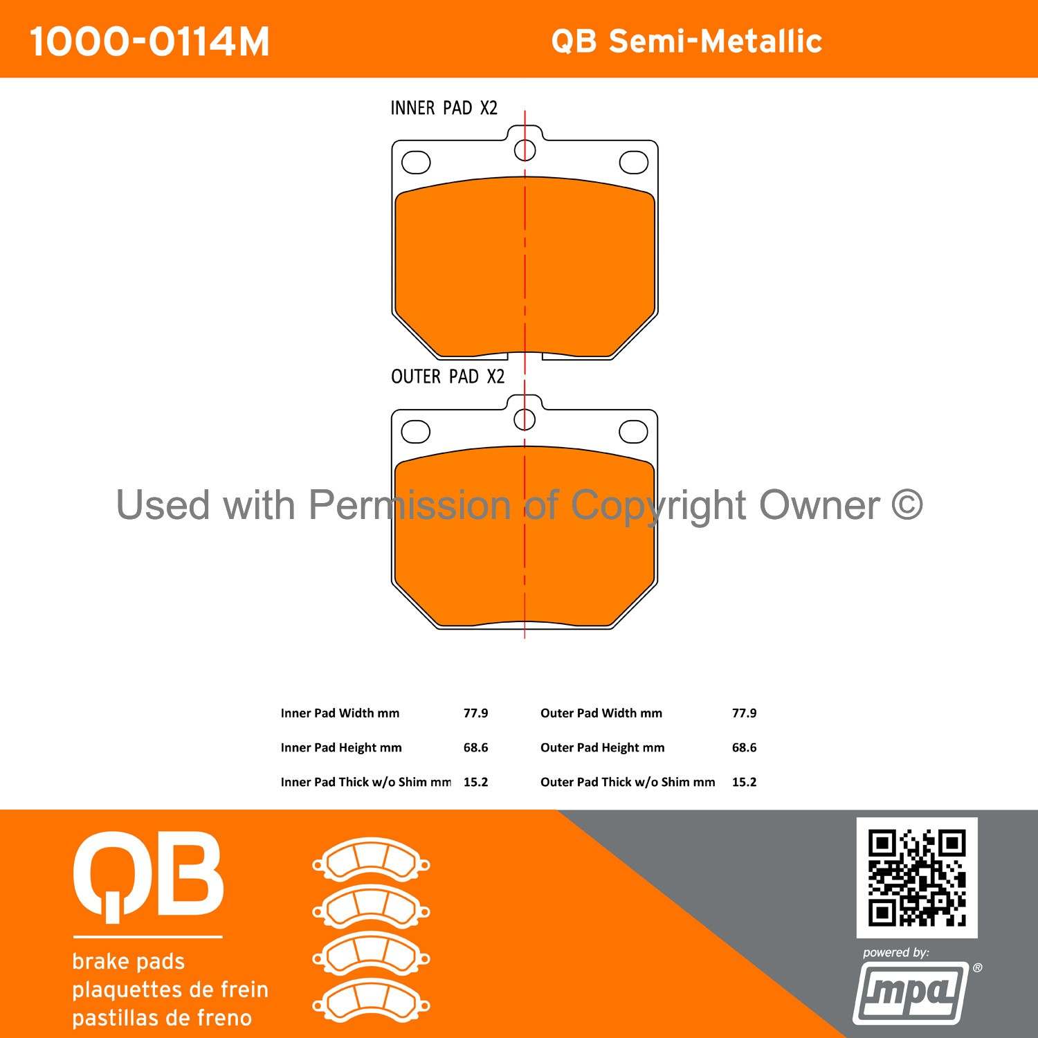 Other View of Front Disc Brake Pad Set MPA 1000-0114M