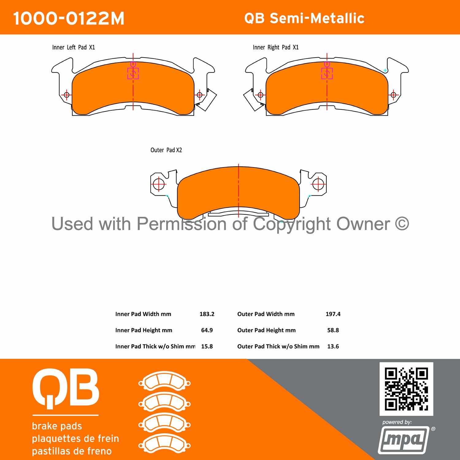 Other View of Rear Disc Brake Pad Set MPA 1000-0122M