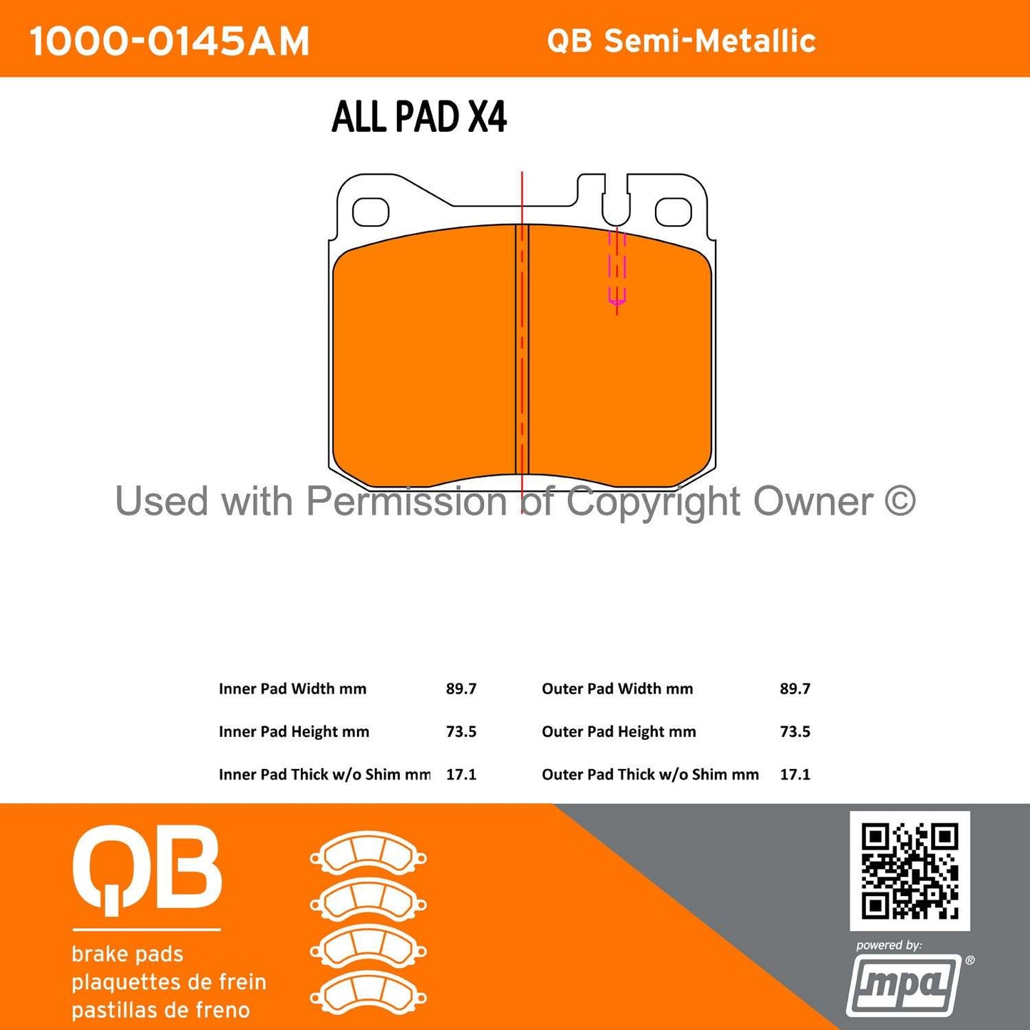 Other View of Front Disc Brake Pad Set MPA 1000-0145AM