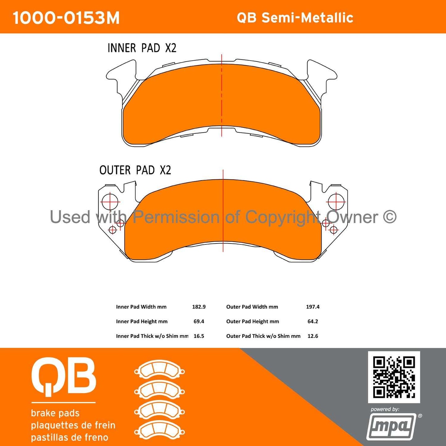 Other View of Front Disc Brake Pad Set MPA 1000-0153M