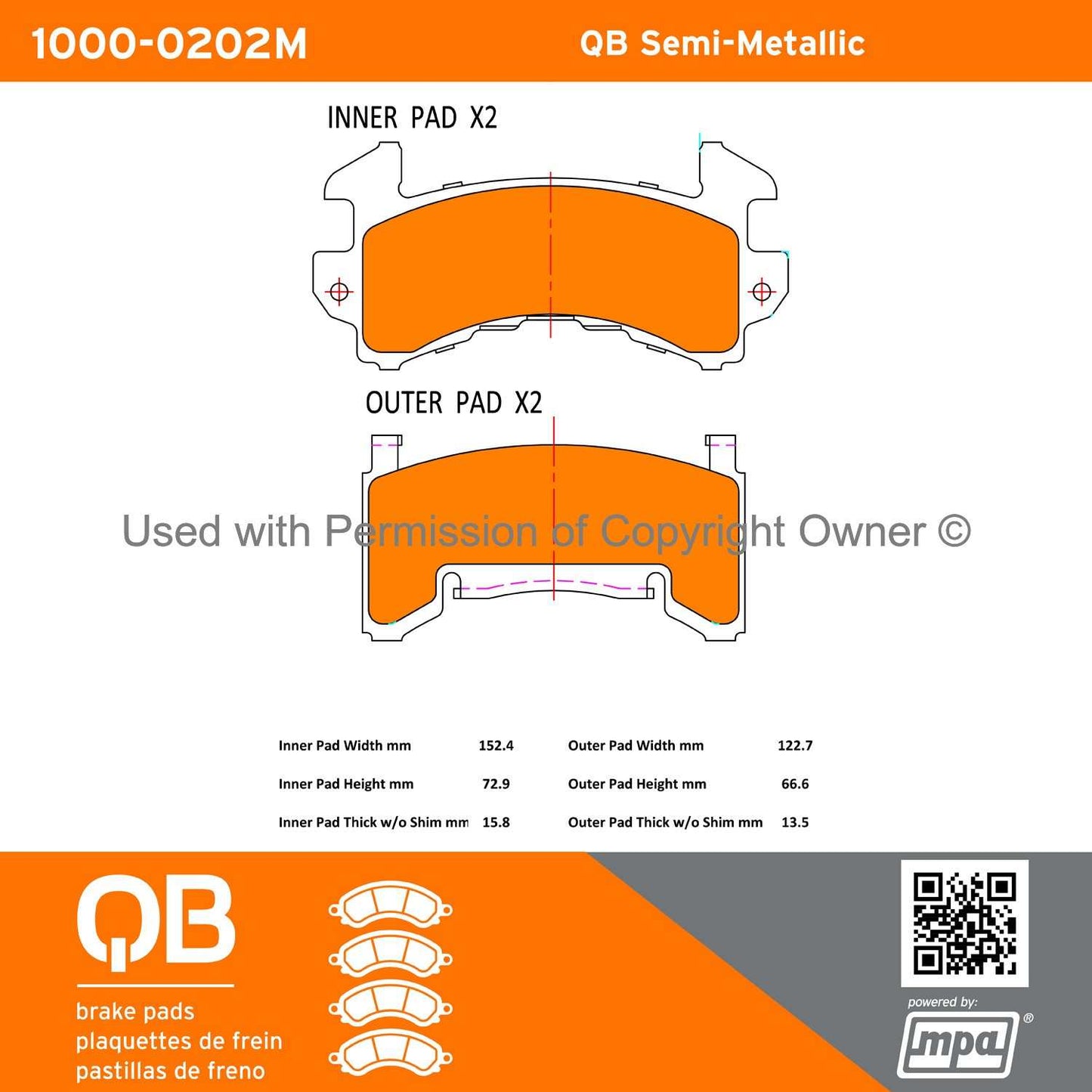 Other View of Rear Disc Brake Pad Set MPA 1000-0202M