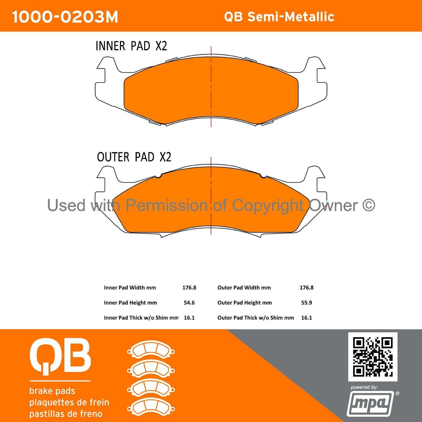 Other View of Front Disc Brake Pad Set MPA 1000-0203M