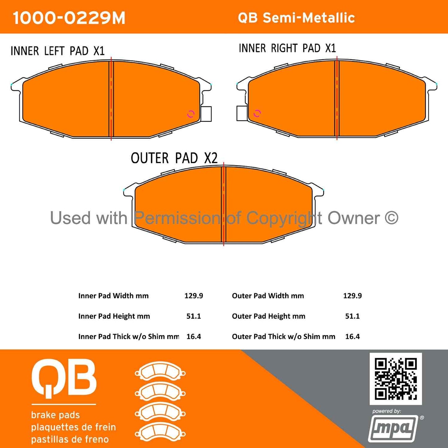 Other View of Front Disc Brake Pad Set MPA 1000-0229M