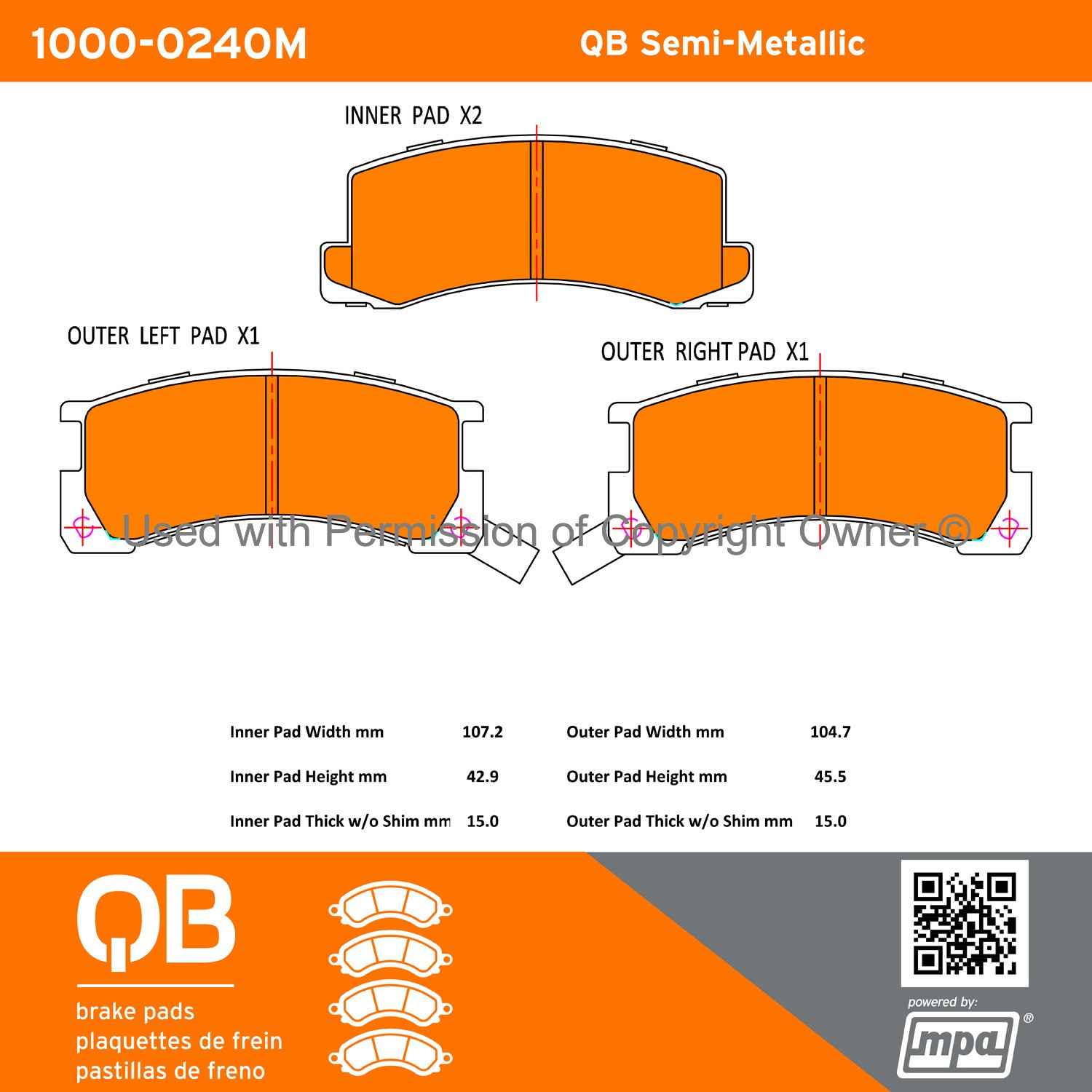 Other View of Rear Disc Brake Pad Set MPA 1000-0240M