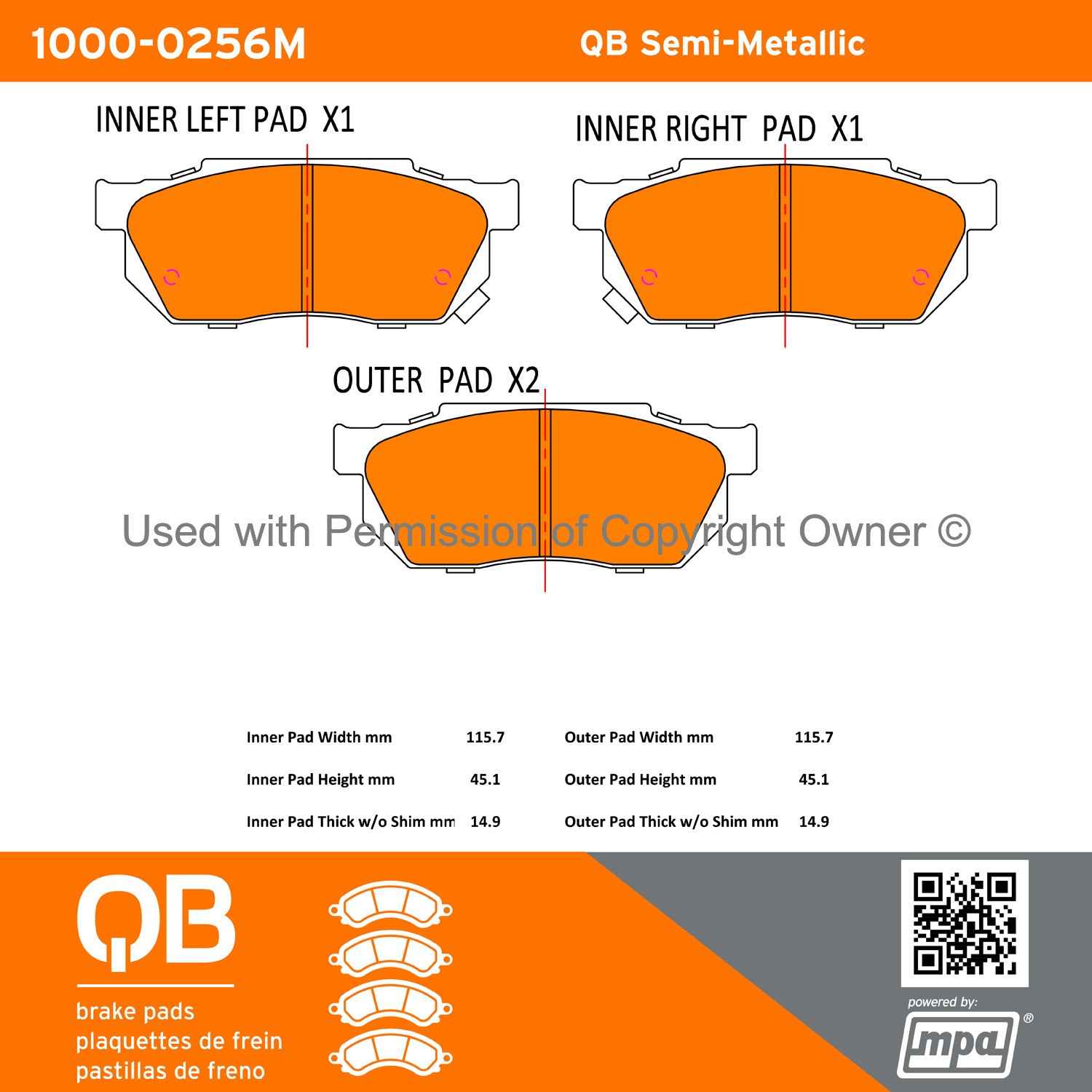 Other View of Front Disc Brake Pad Set MPA 1000-0256M