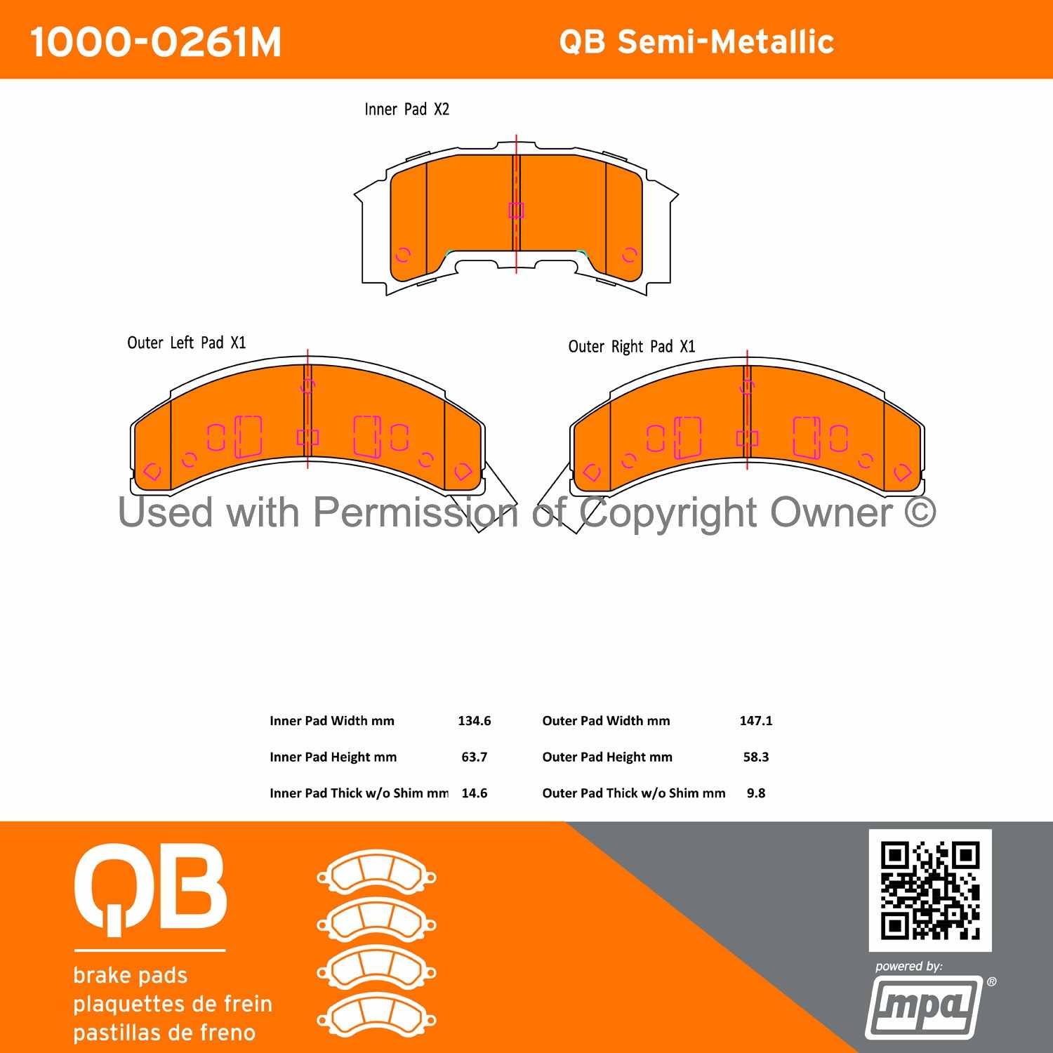 Other View of Front Disc Brake Pad Set MPA 1000-0261M