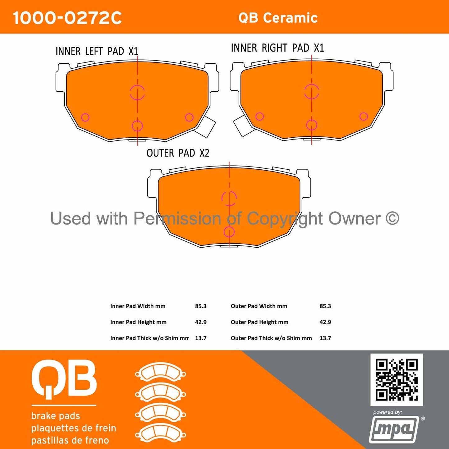 Other View of Rear Disc Brake Pad Set MPA 1000-0272C