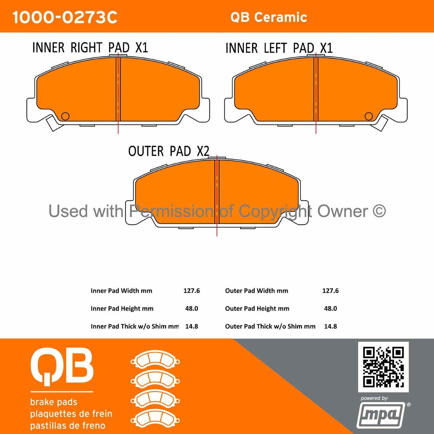 Other View of Front Disc Brake Pad Set MPA 1000-0273C