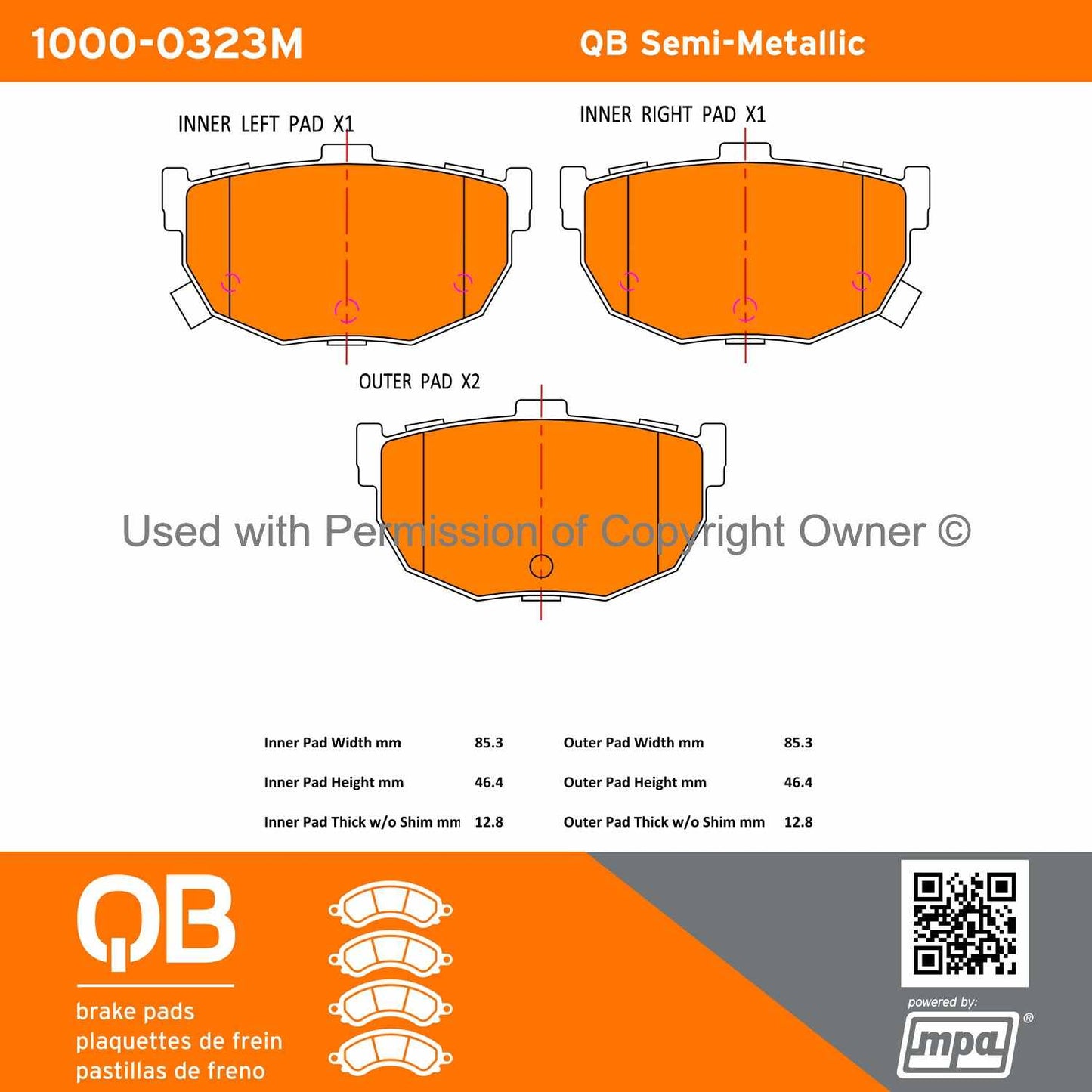 Other View of Rear Disc Brake Pad Set MPA 1000-0323M