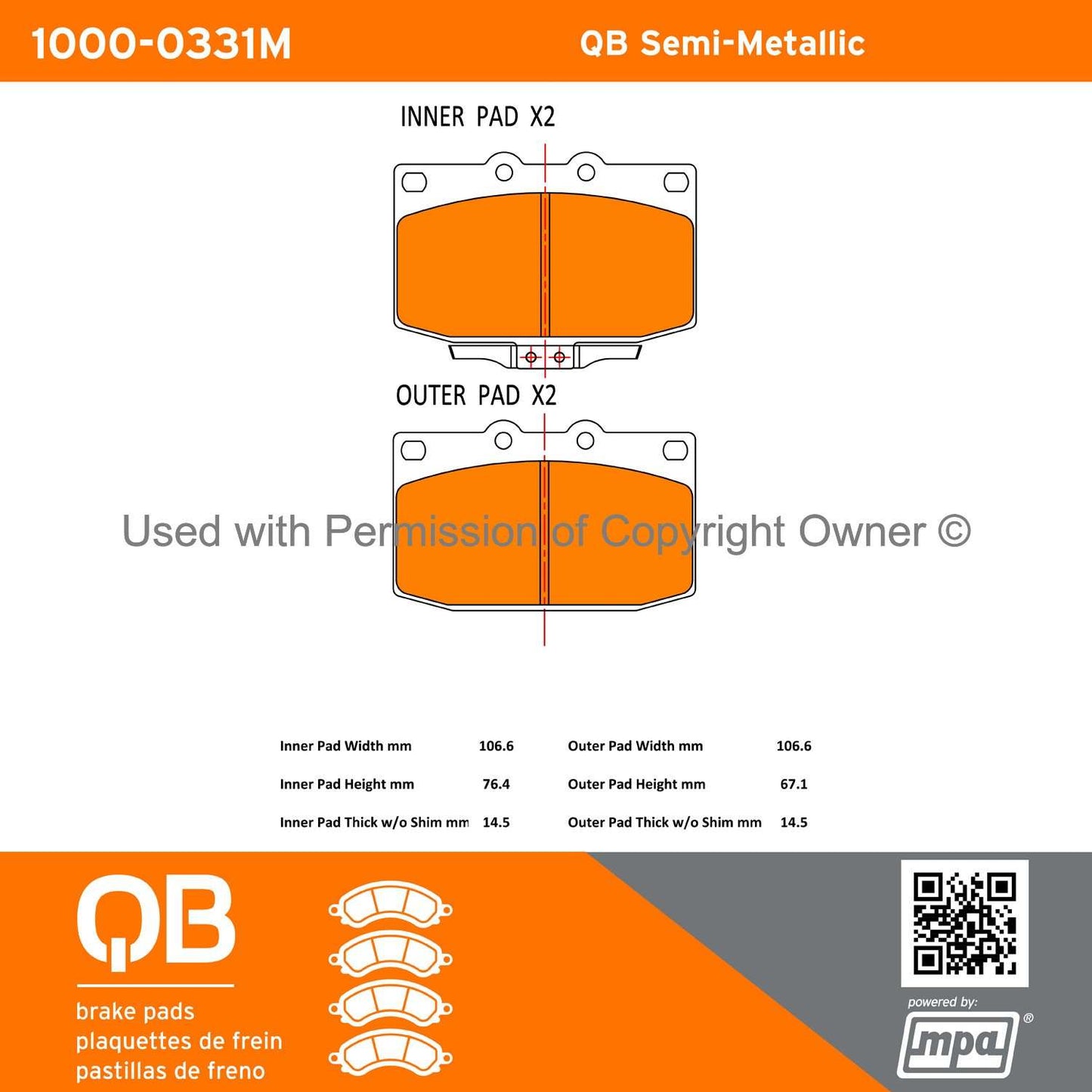 Other View of Front Disc Brake Pad Set MPA 1000-0331M