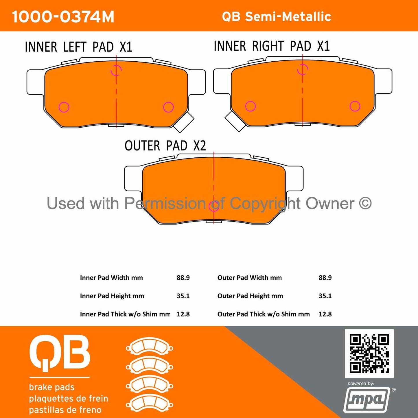 Other View of Rear Disc Brake Pad Set MPA 1000-0374M