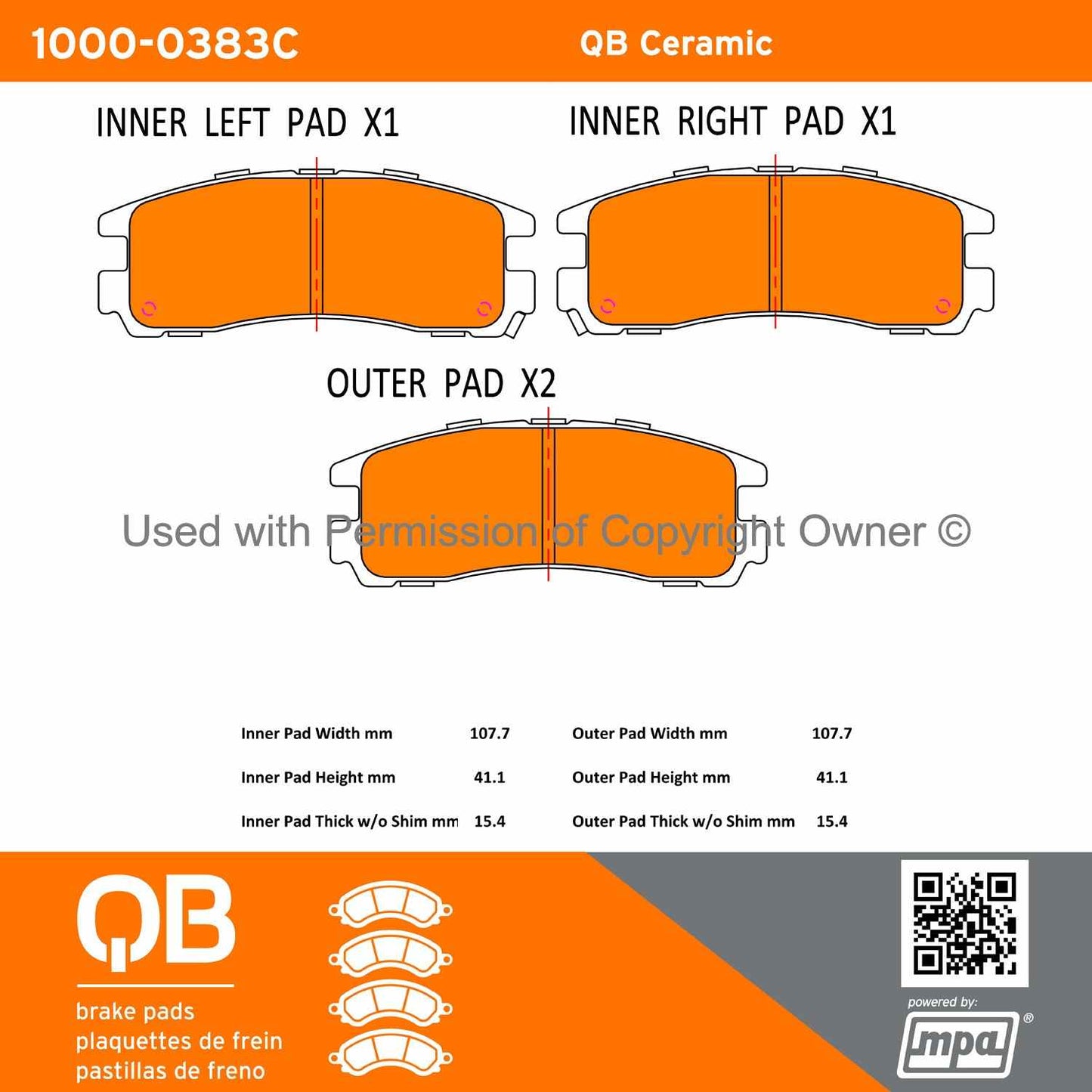 Other View of Rear Disc Brake Pad Set MPA 1000-0383C