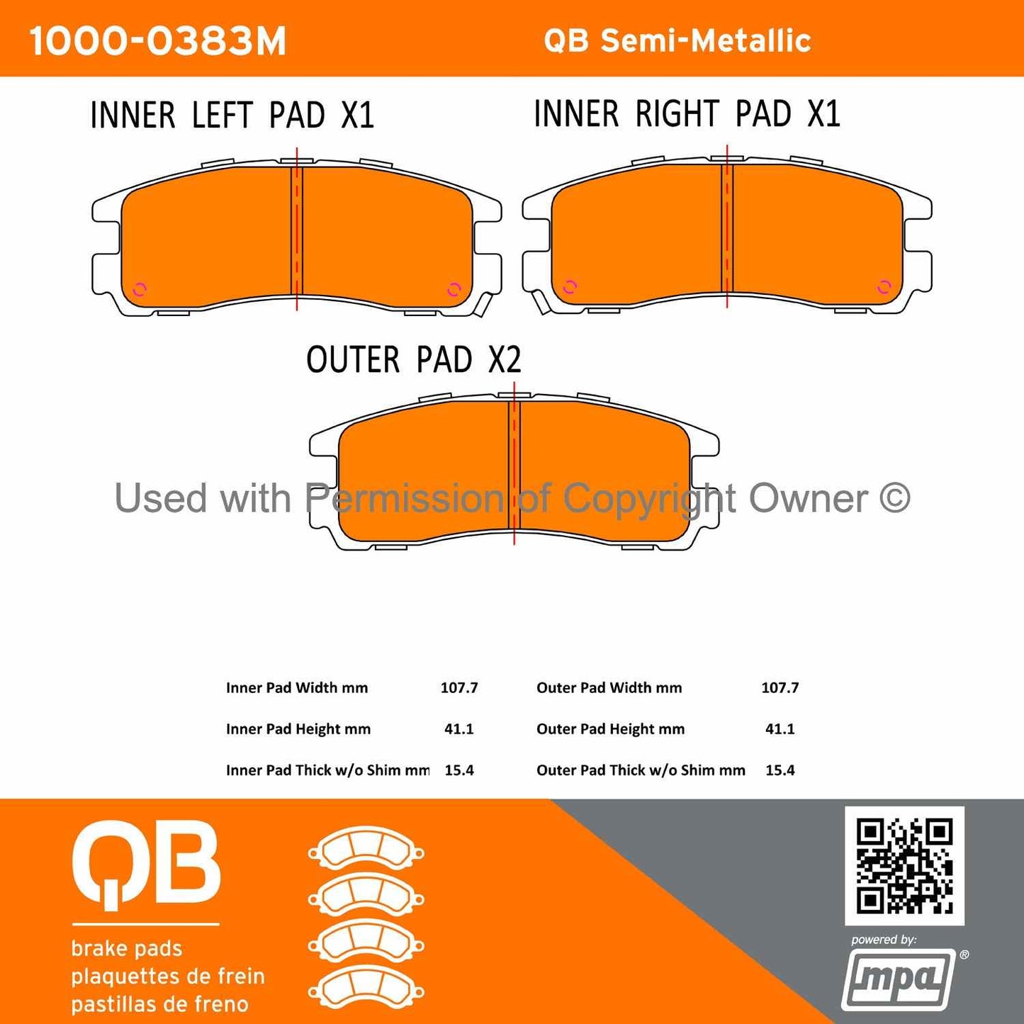 Other View of Rear Disc Brake Pad Set MPA 1000-0383M