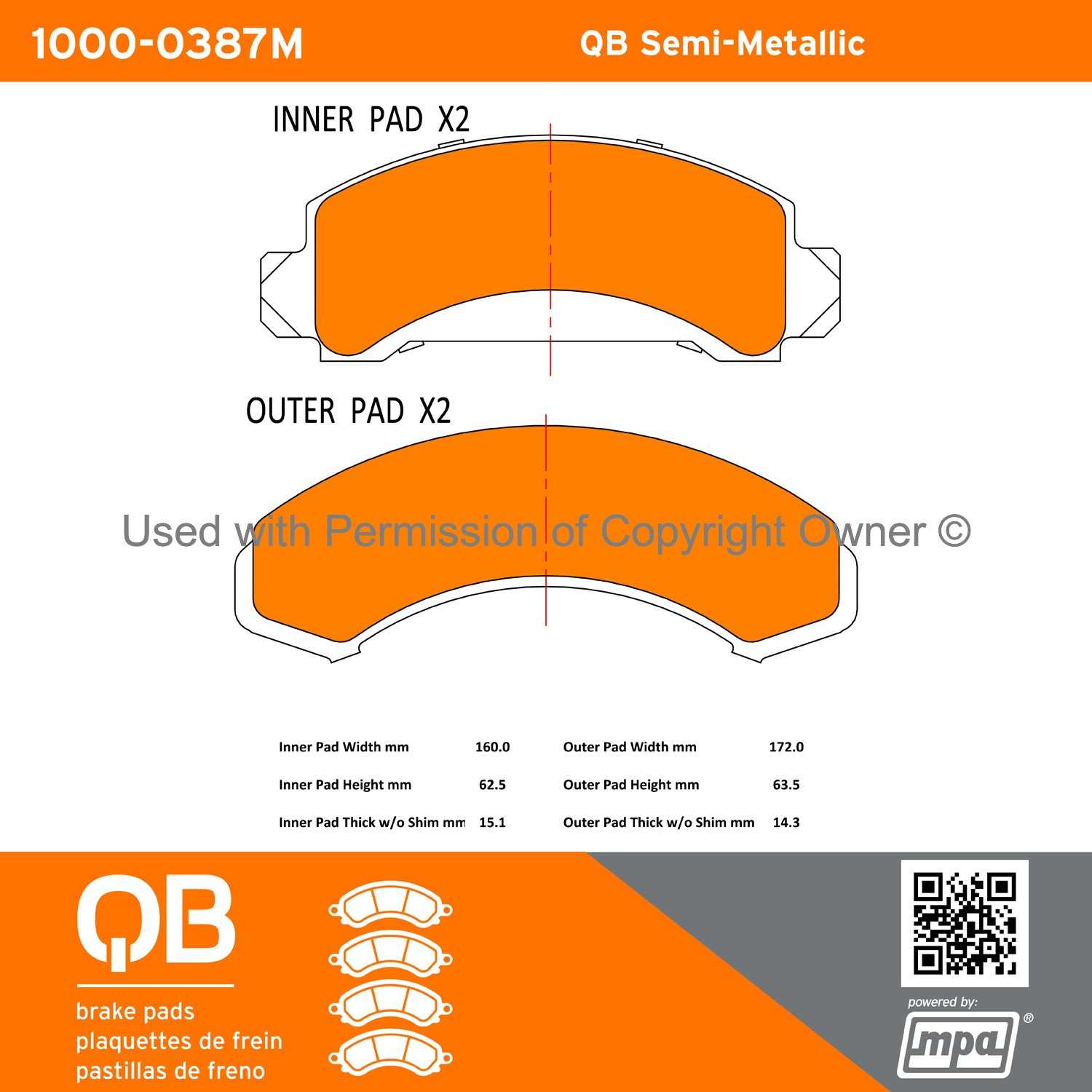 Other View of Front Disc Brake Pad Set MPA 1000-0387M