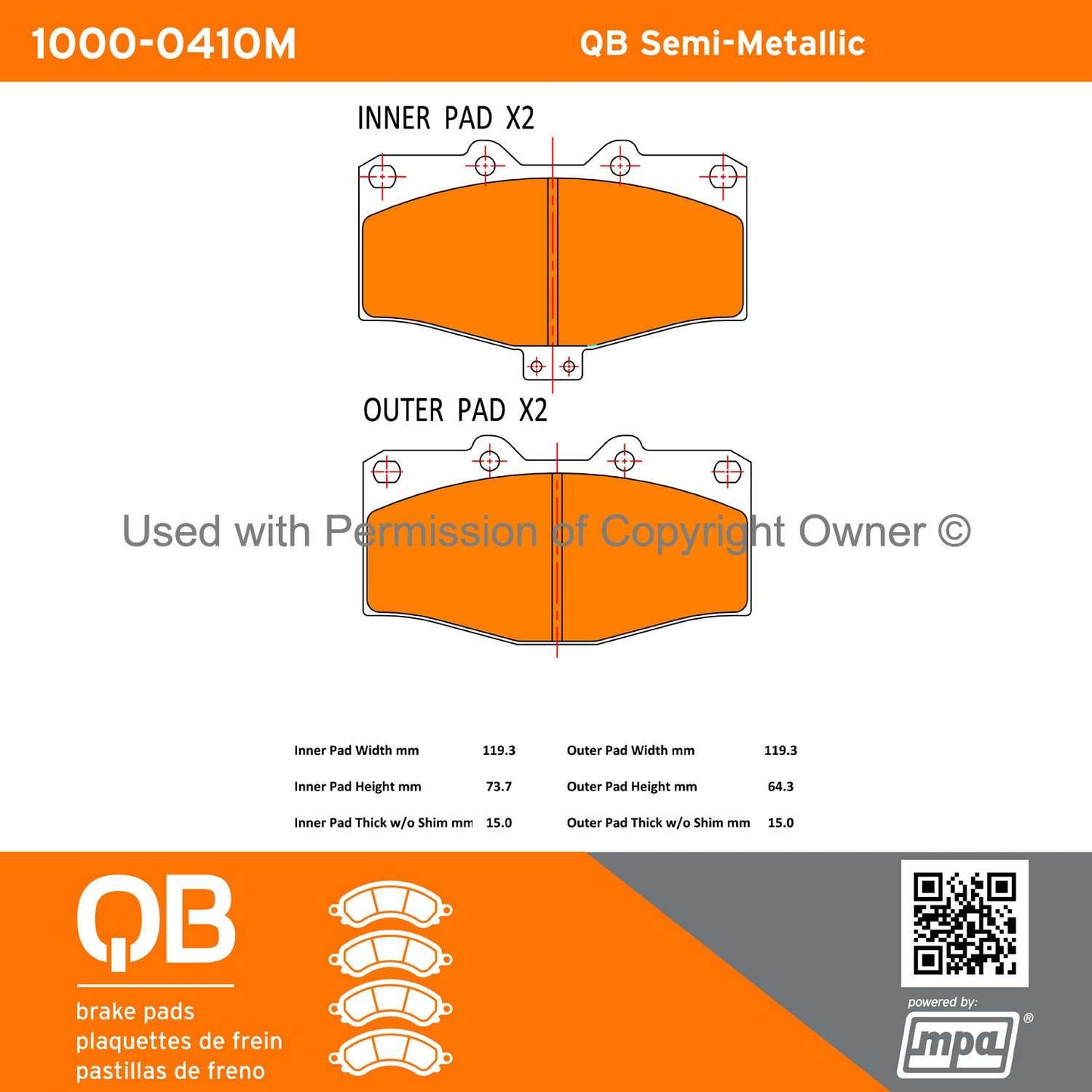 Other View of Front Disc Brake Pad Set MPA 1000-0410M