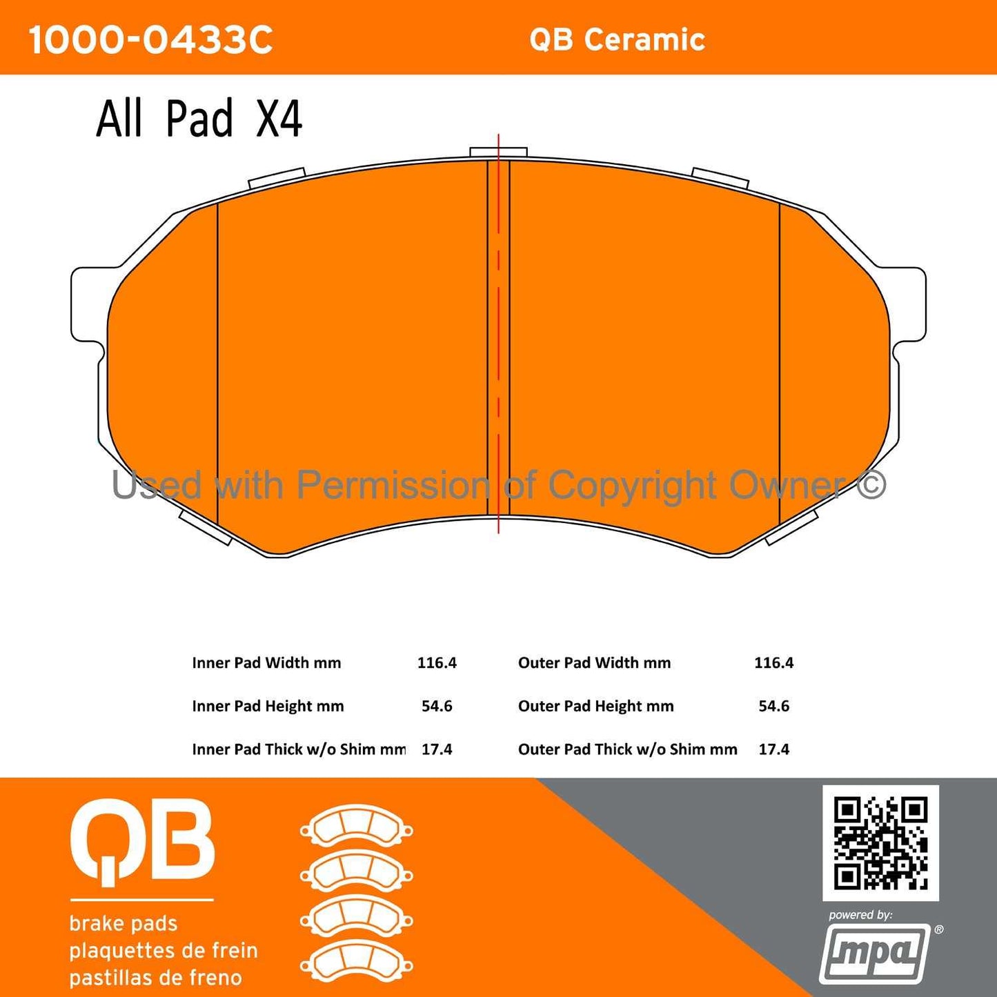 Other View of Front Disc Brake Pad Set MPA 1000-0433C