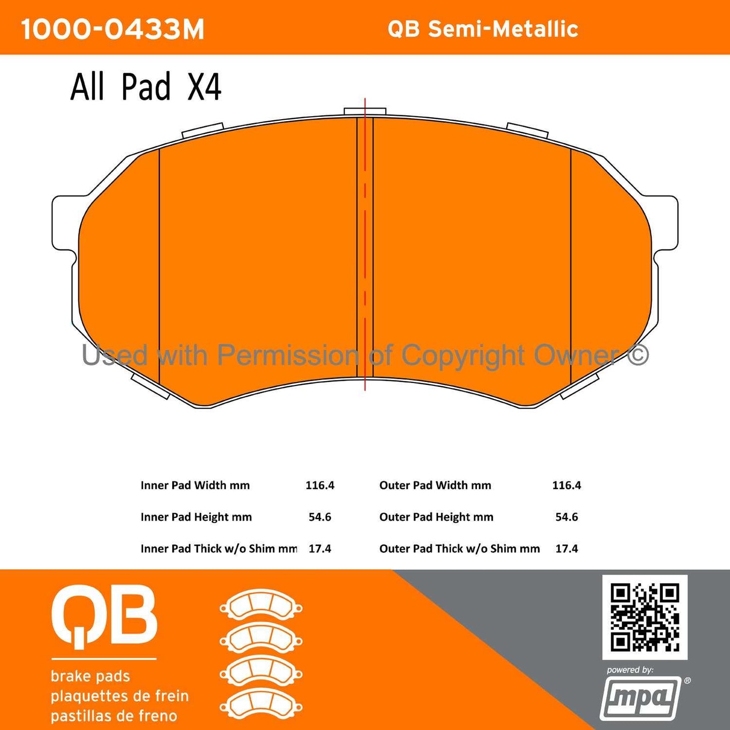 Other View of Front Disc Brake Pad Set MPA 1000-0433M