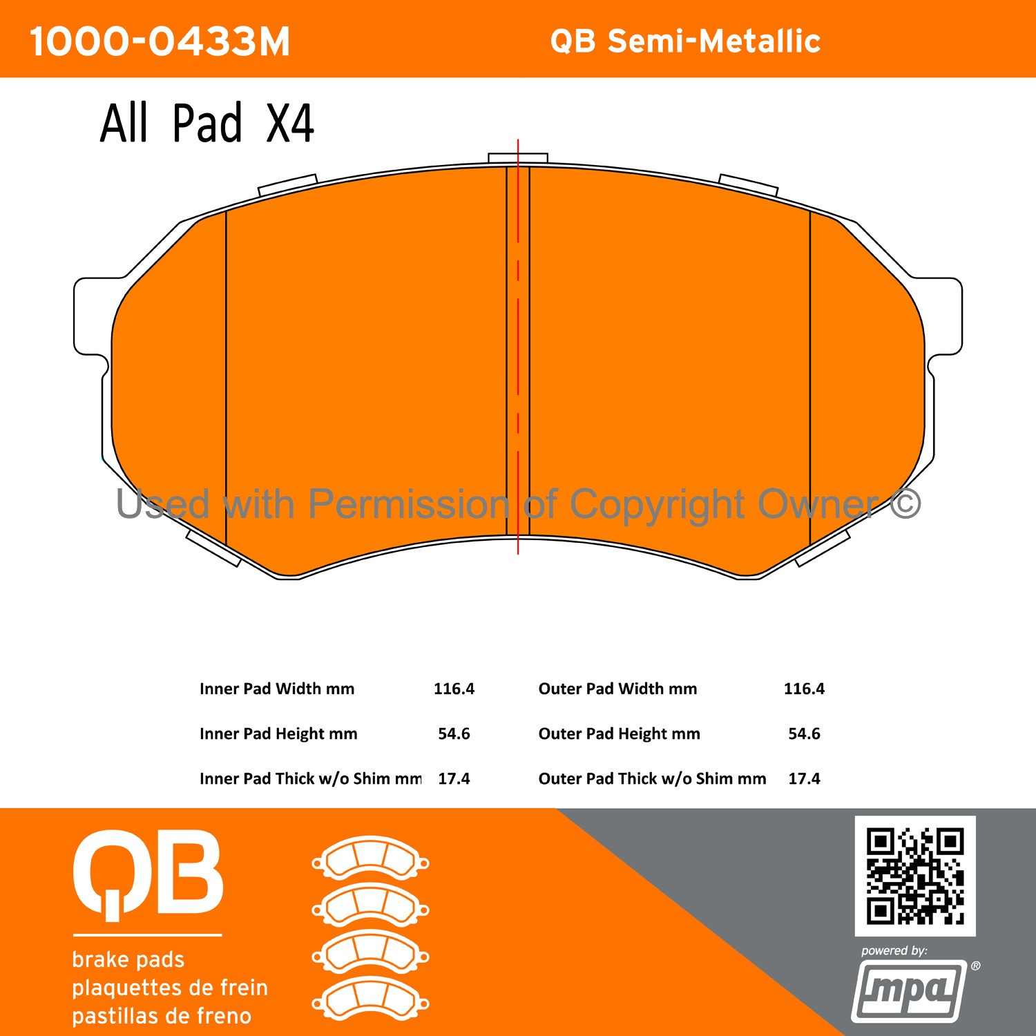 Other View of Front Disc Brake Pad Set MPA 1000-0433M