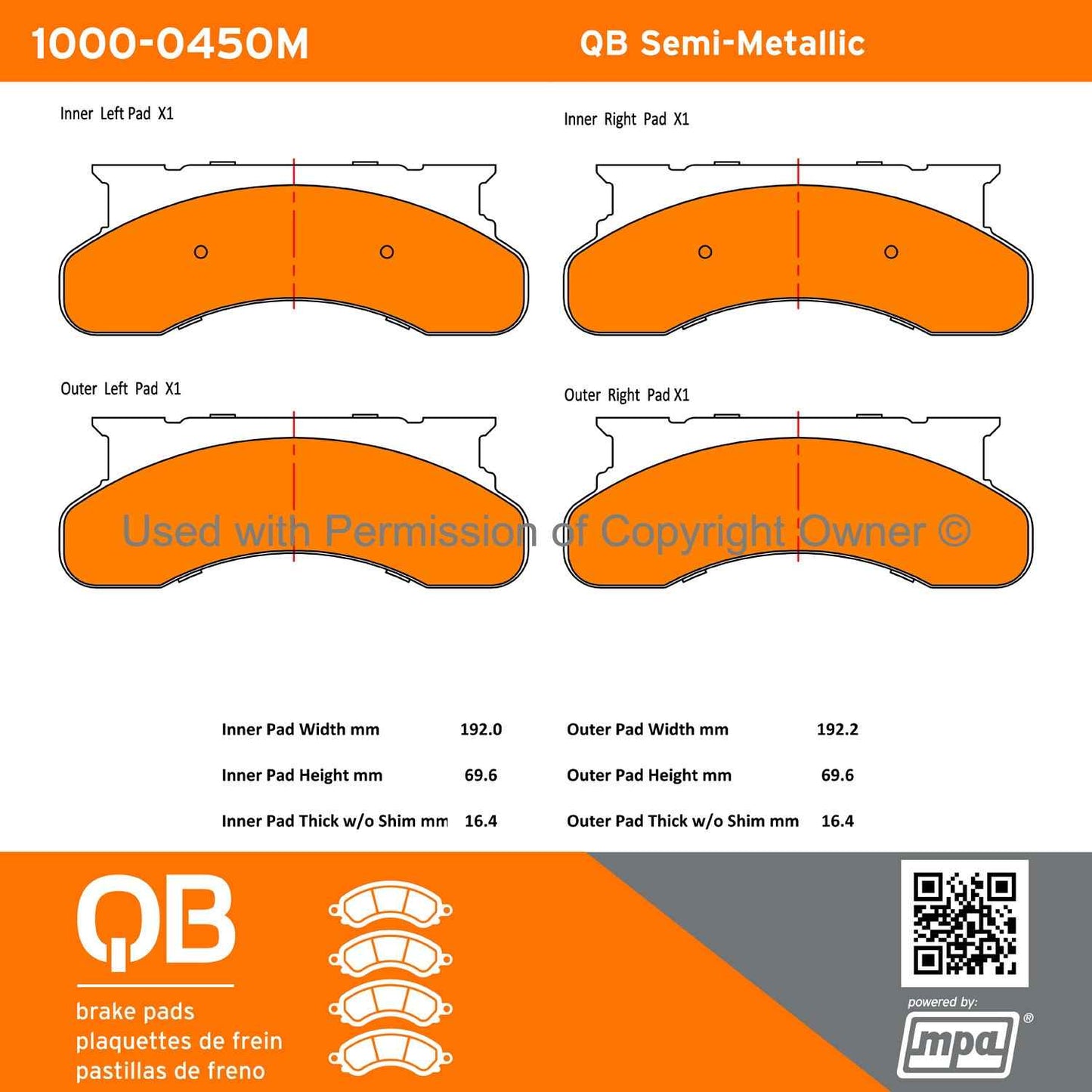 Other View of Front Disc Brake Pad Set MPA 1000-0450M