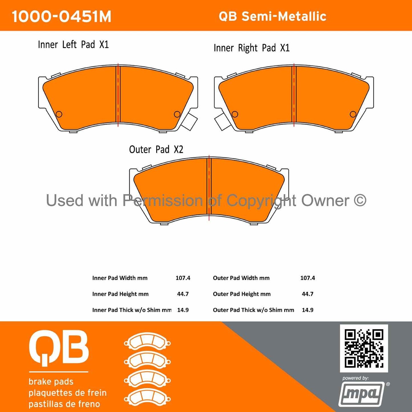 Other View of Front Disc Brake Pad Set MPA 1000-0451M