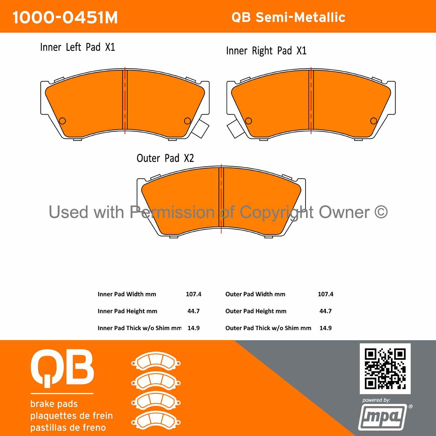 Other View of Front Disc Brake Pad Set MPA 1000-0451M