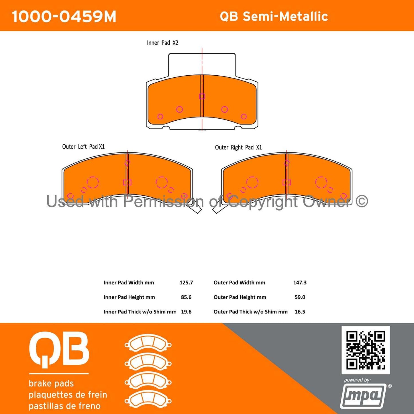 Other View of Front Disc Brake Pad Set MPA 1000-0459M