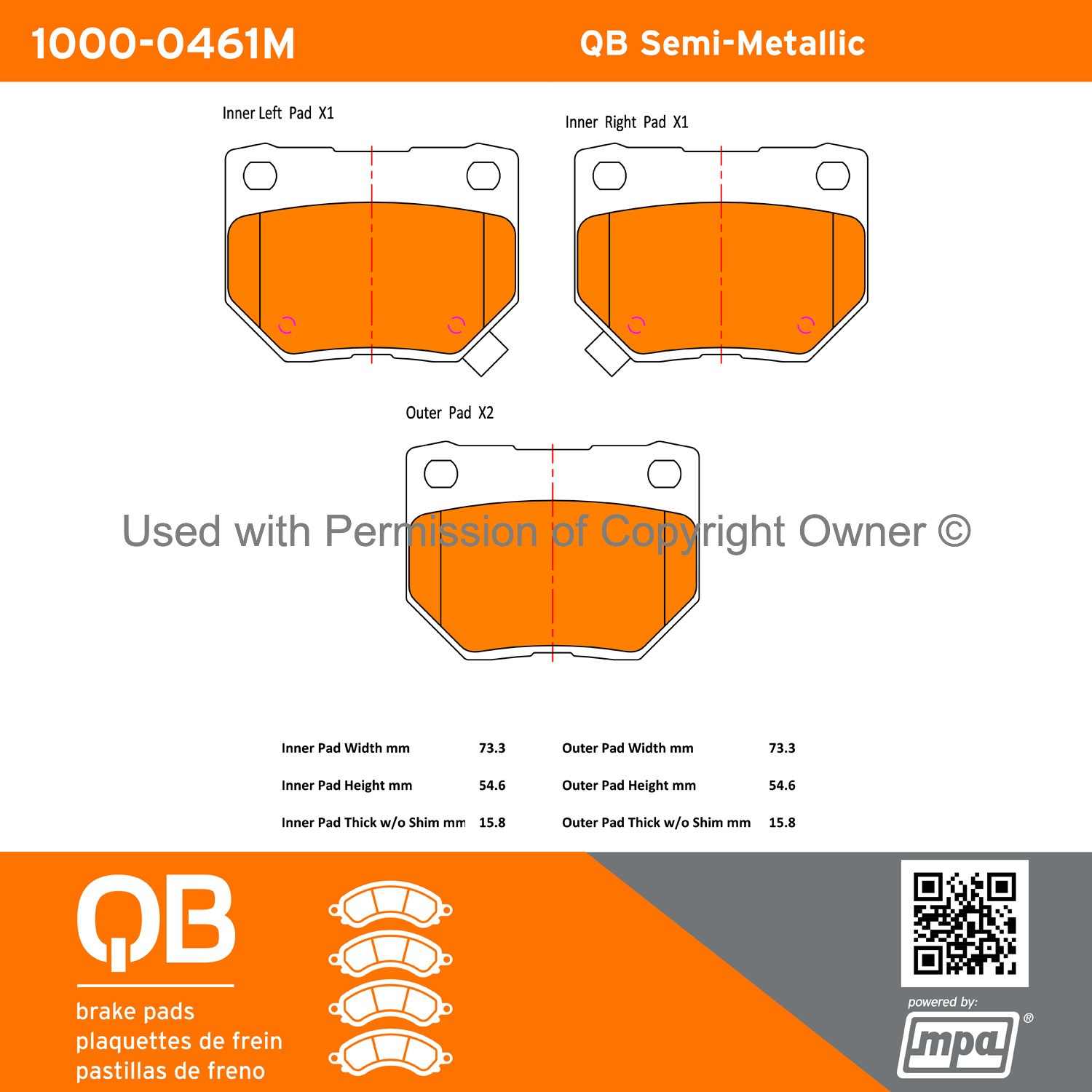 Other View of Rear Disc Brake Pad Set MPA 1000-0461M