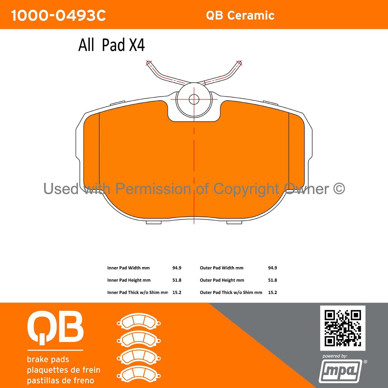 Other View of Rear Disc Brake Pad Set MPA 1000-0493C