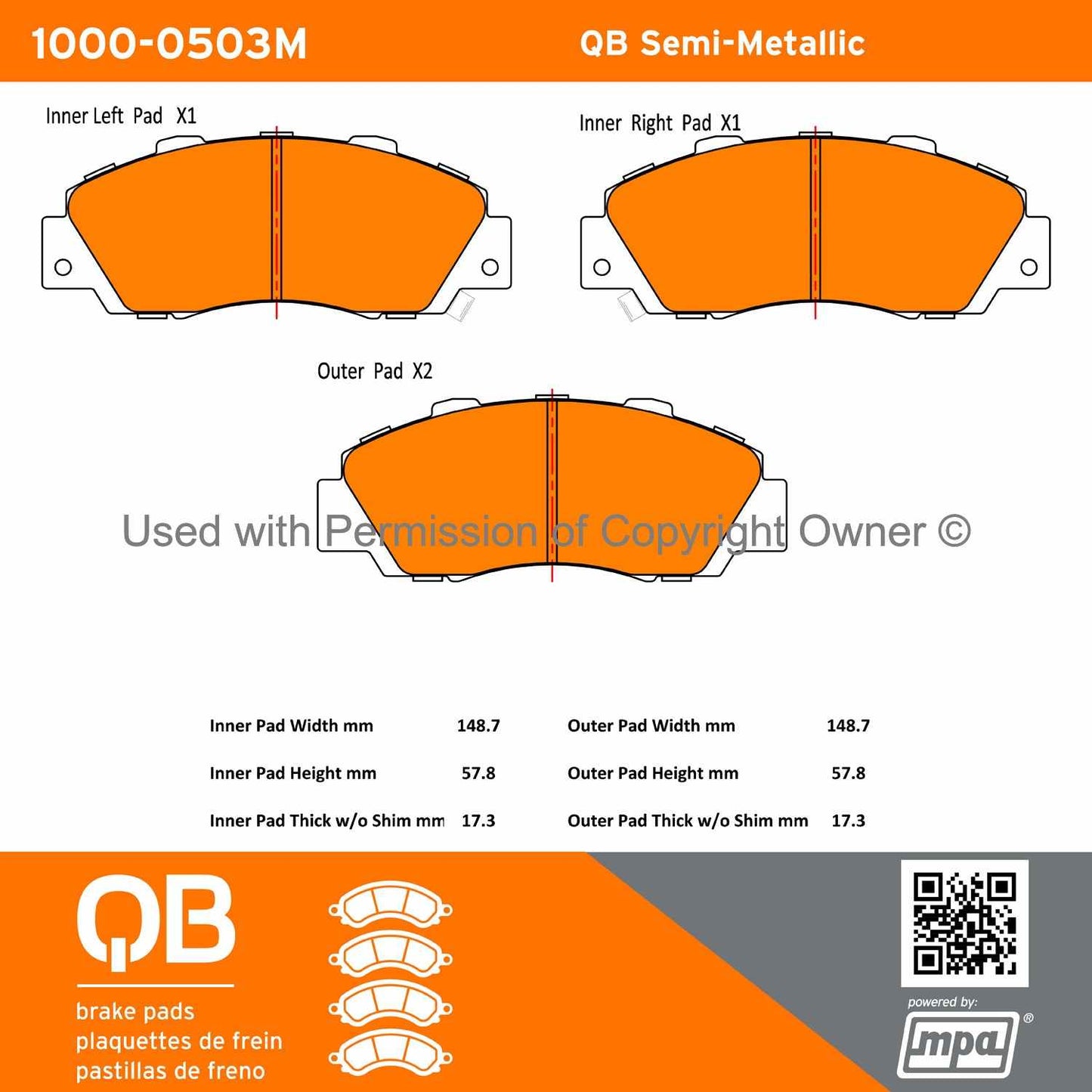 Other View of Front Disc Brake Pad Set MPA 1000-0503M