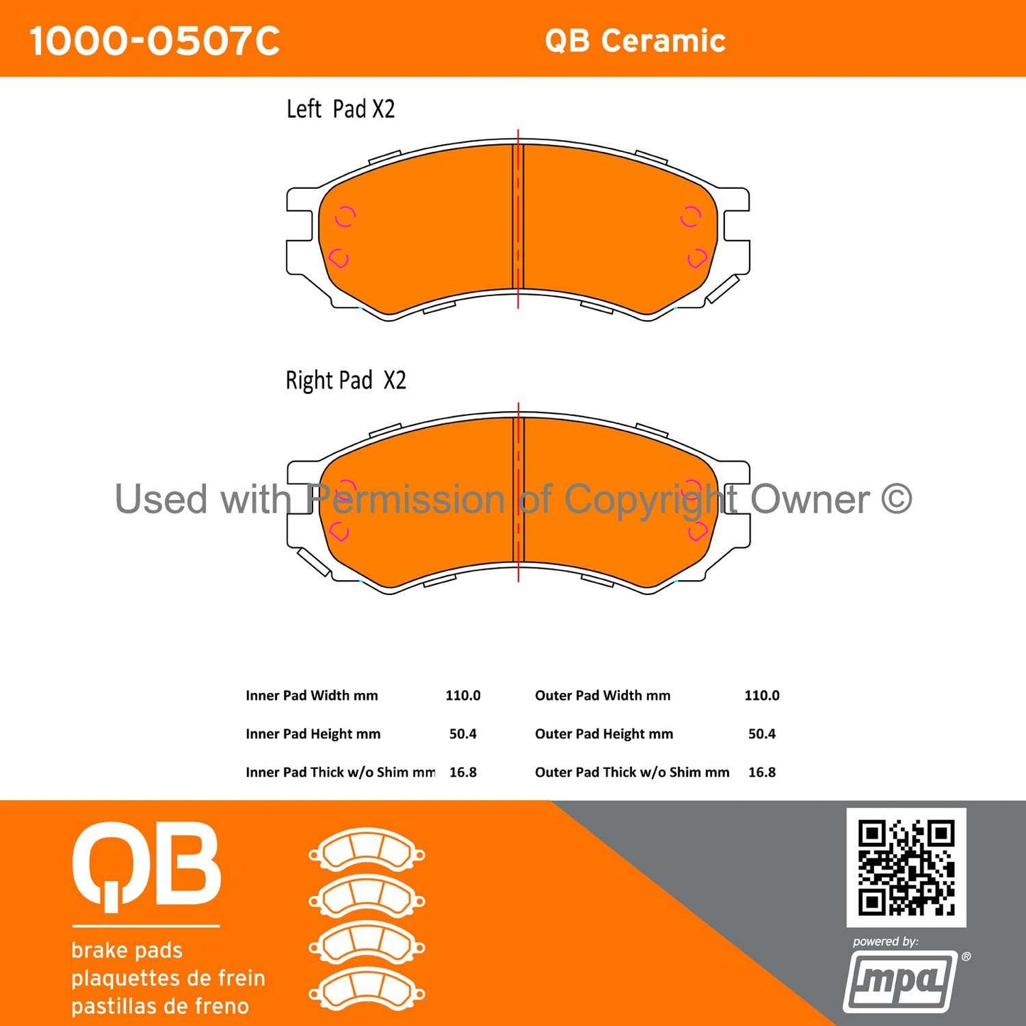 Other View of Front Disc Brake Pad Set MPA 1000-0507C