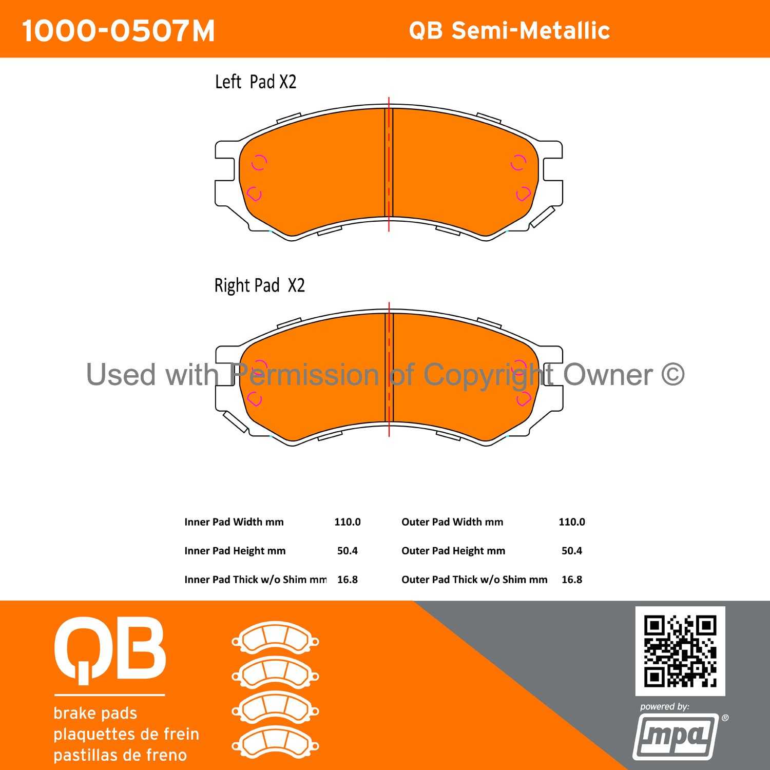 Other View of Front Disc Brake Pad Set MPA 1000-0507M