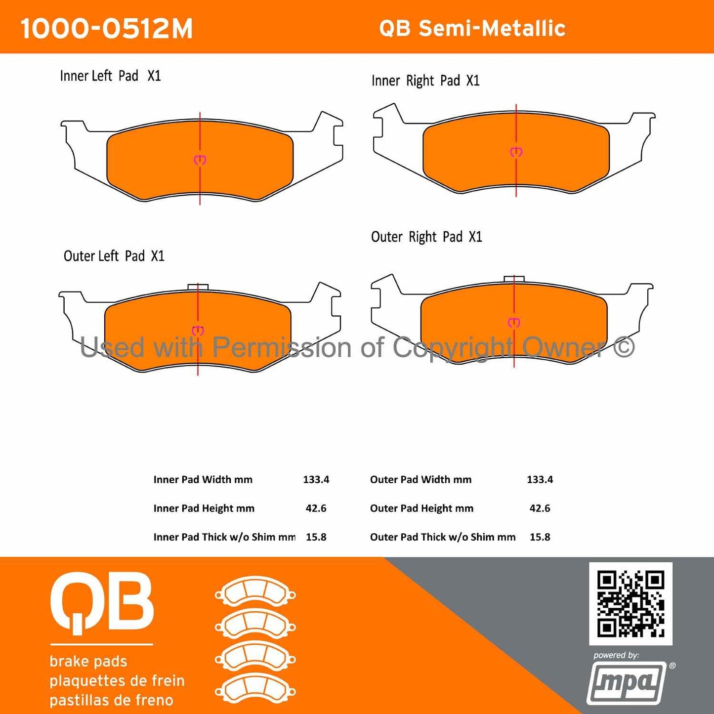 Other View of Rear Disc Brake Pad Set MPA 1000-0512M