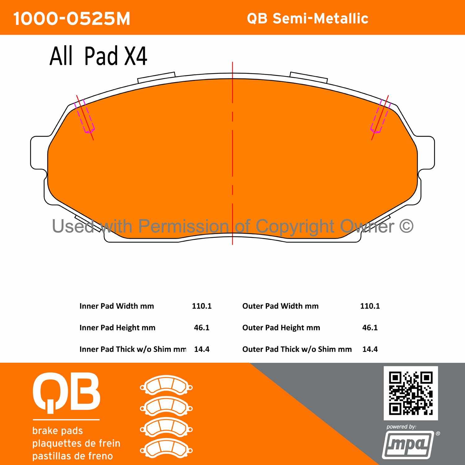 Other View of Front Disc Brake Pad Set MPA 1000-0525M